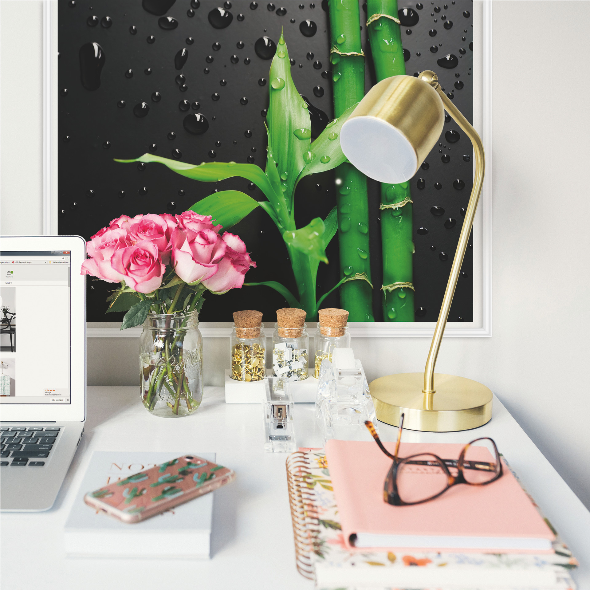 Wallprint W - Bamboo Over Black - quadratisch