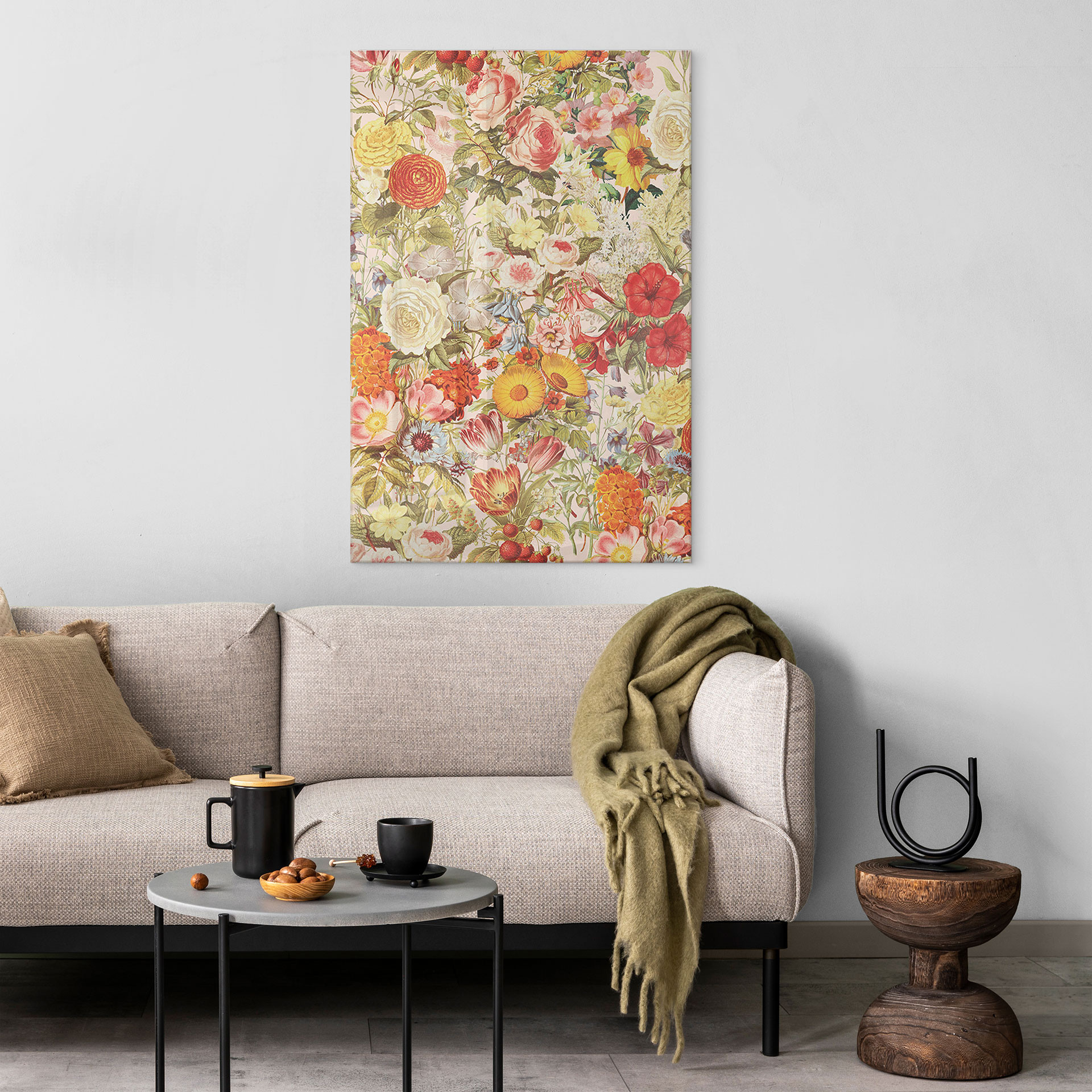 Akrylbillede Farverig blomstercollage - Frida Floral Studio