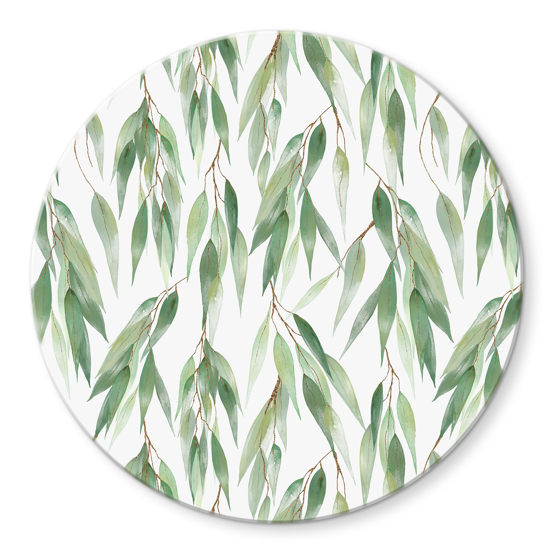 Glasbillede - Grene med grønne blade - UN Designs