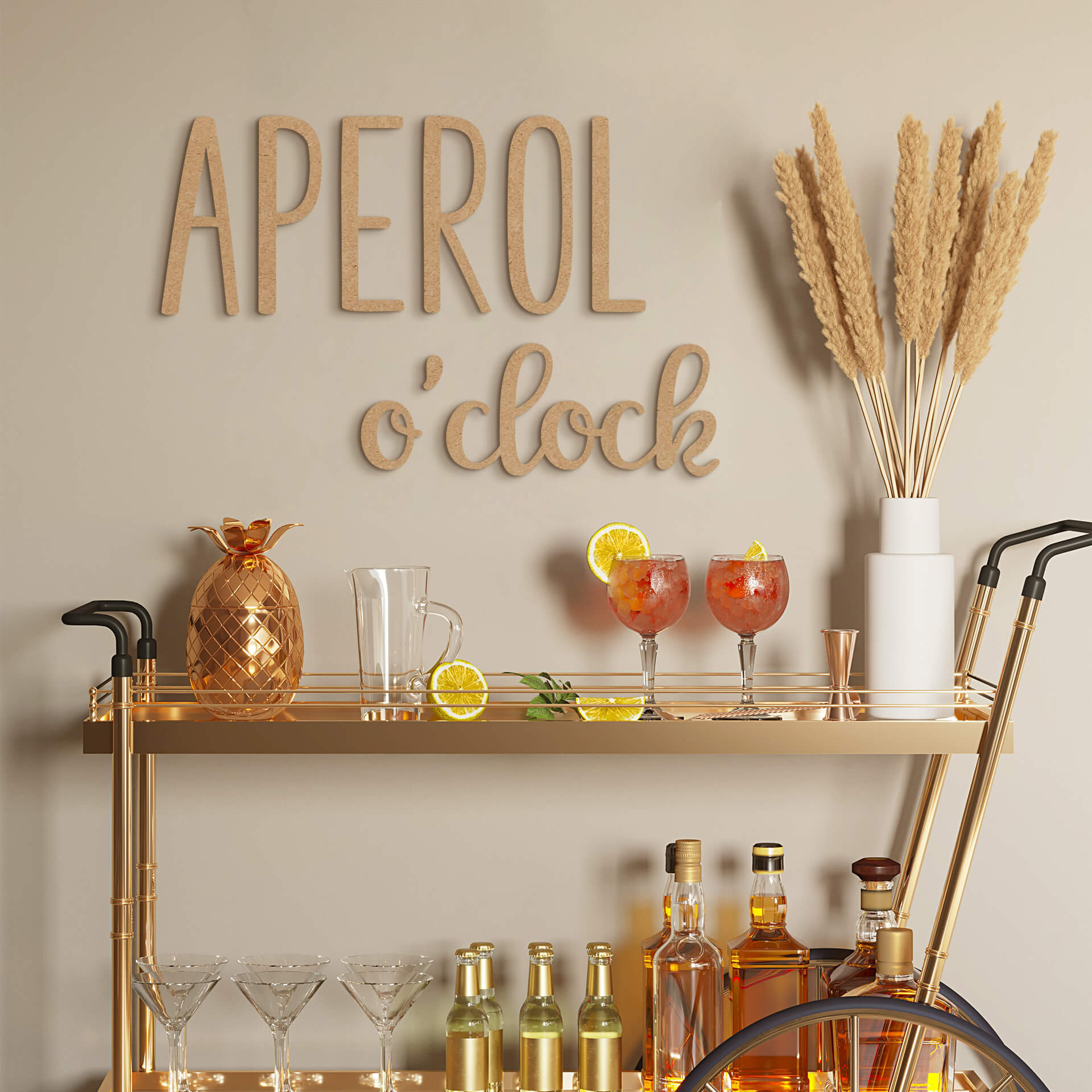 napis 3D - Kuchnia - Aperol o'clock - MDF natura