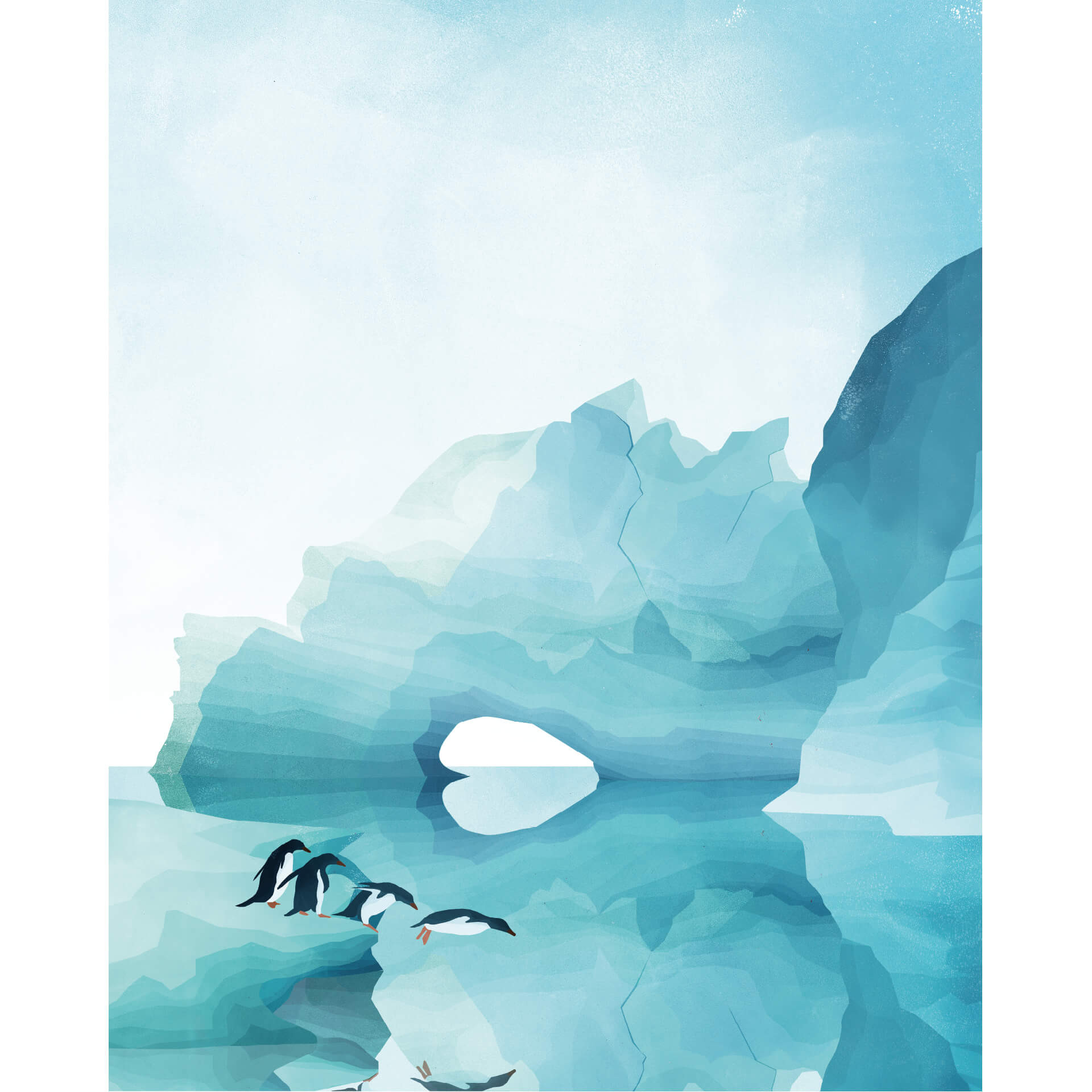 Fotobehang Goed Blauw - Pinguins