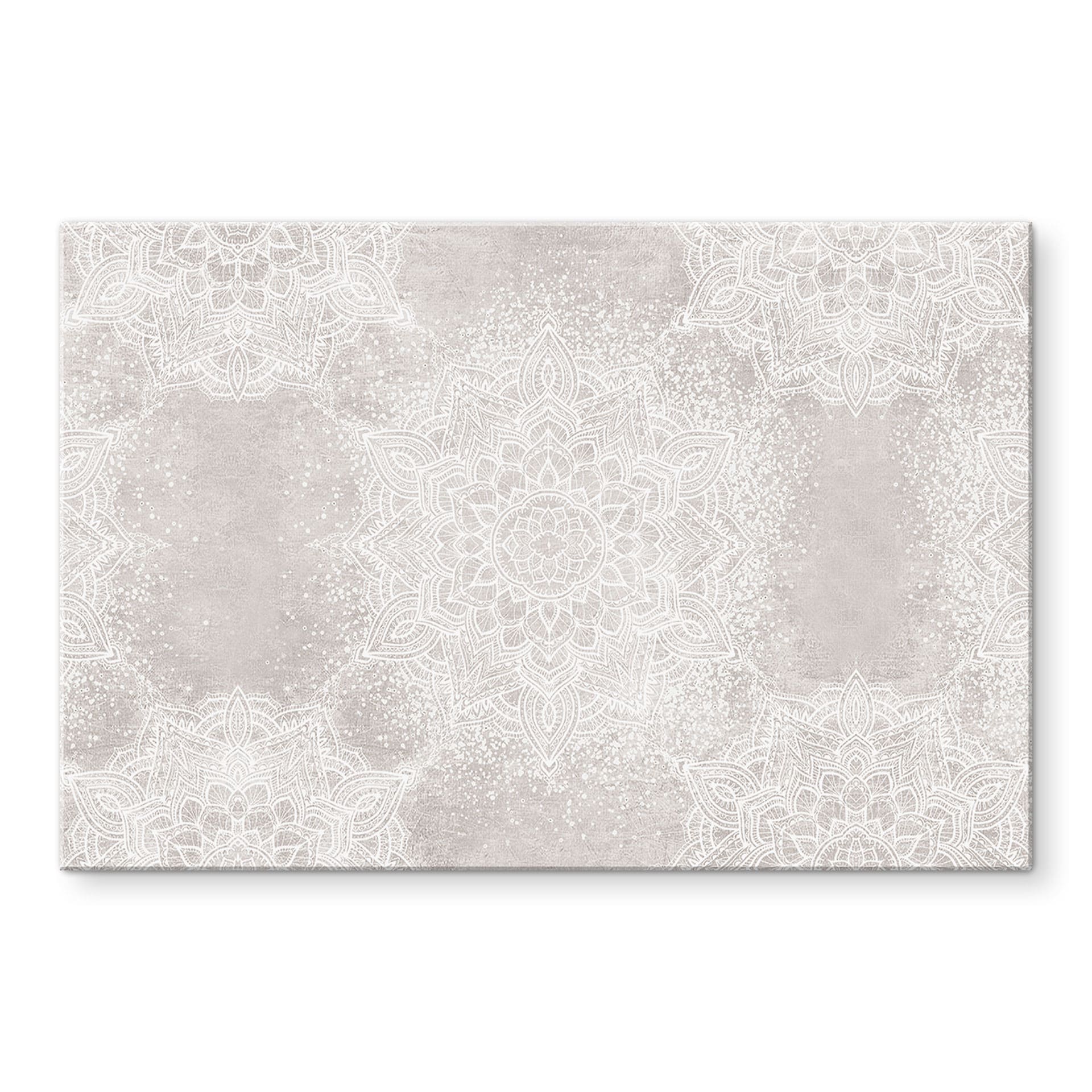 Glasbillede - Skånsom mandala på grå-beige - Bloomery Decor