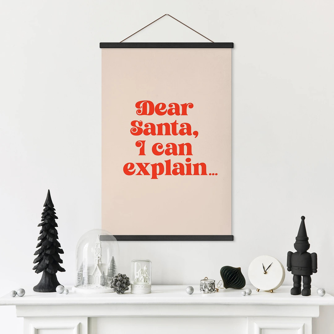 Świąteczny obraz z tkaniny - Drogi Mikołaju, mogę wyjaśnić... - Prints by Ayleen