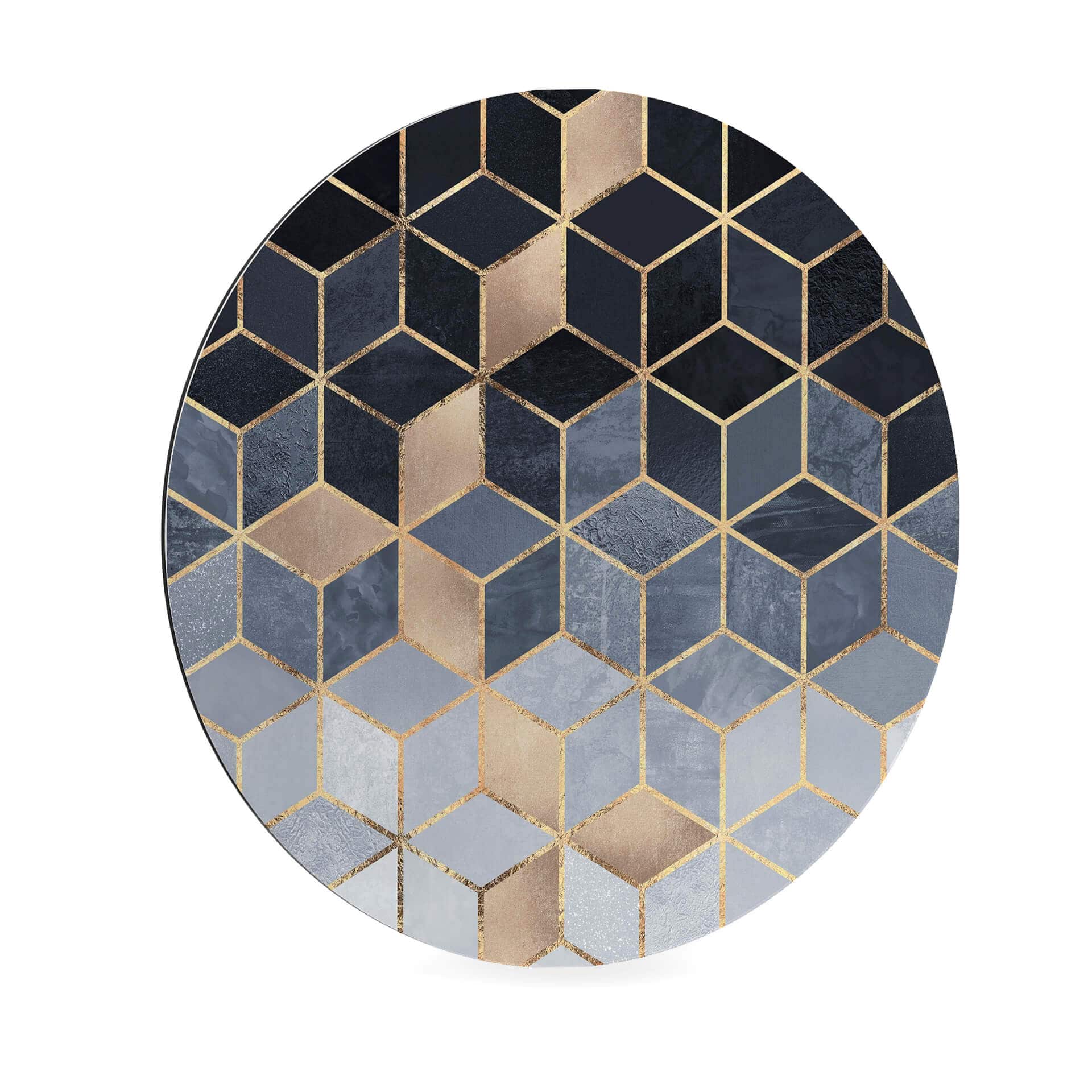 Alu-Dibond Fredriksson - Blaue Geometrie - Rund