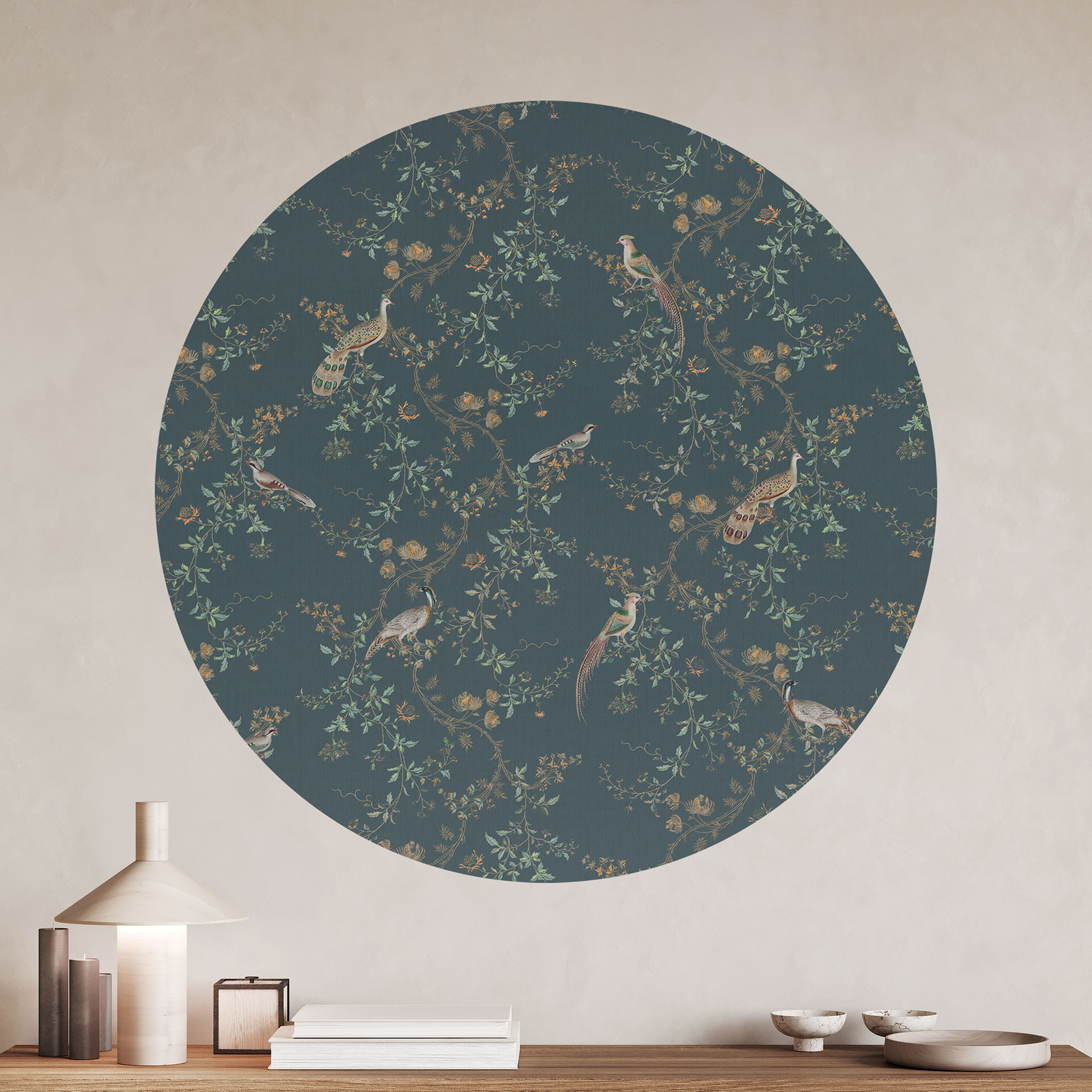 Naklejka na ścianę egzotyczne ptaki w lesie - Bloomery Decor - Okrągła