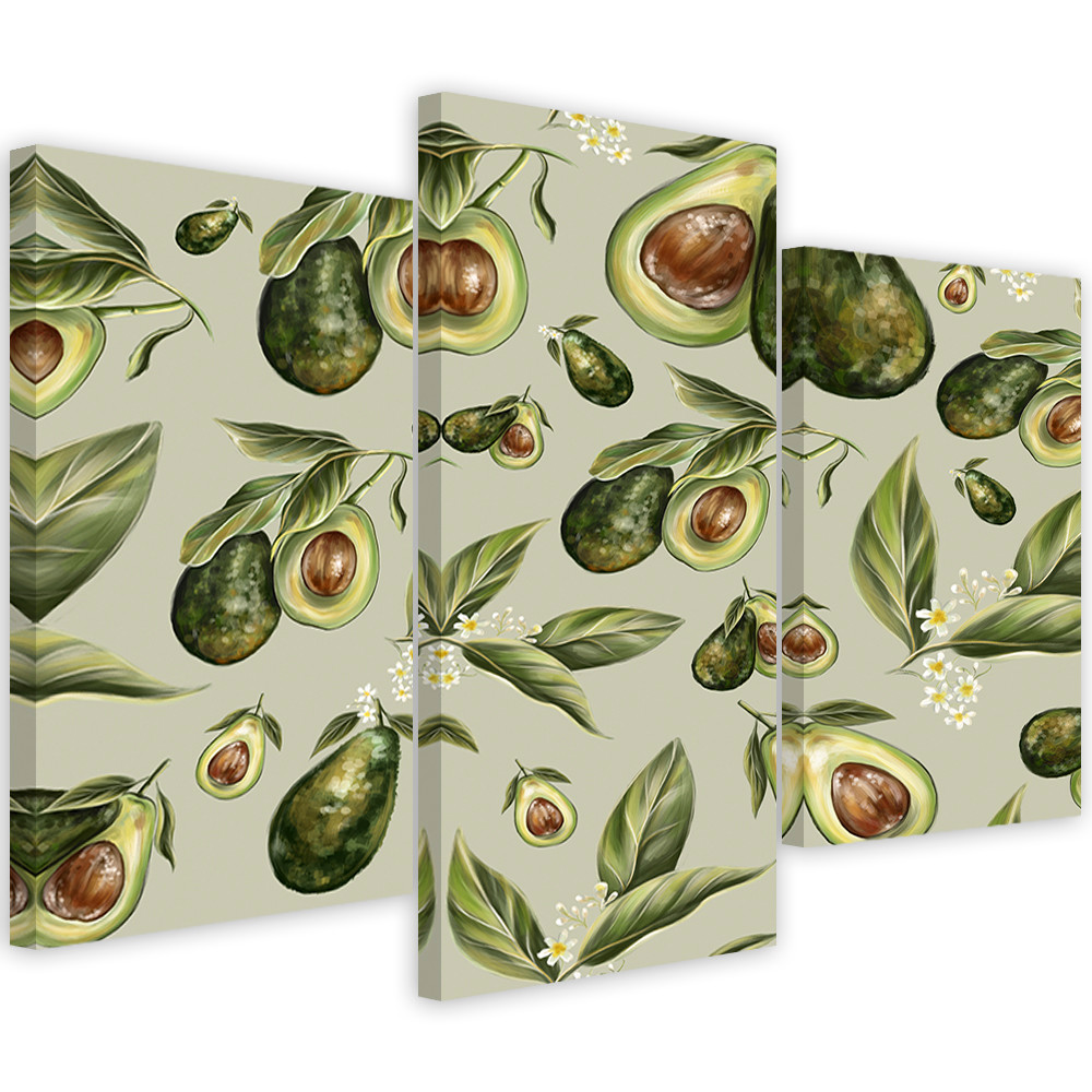 Lærredstryk 3 dele, halve avocado