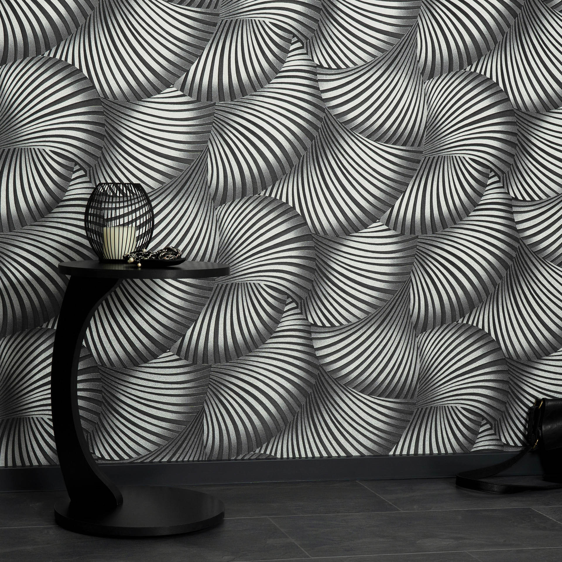 Guido Maria Kretschmer grafisch behang Twill Fashion for Walls 5 zilver