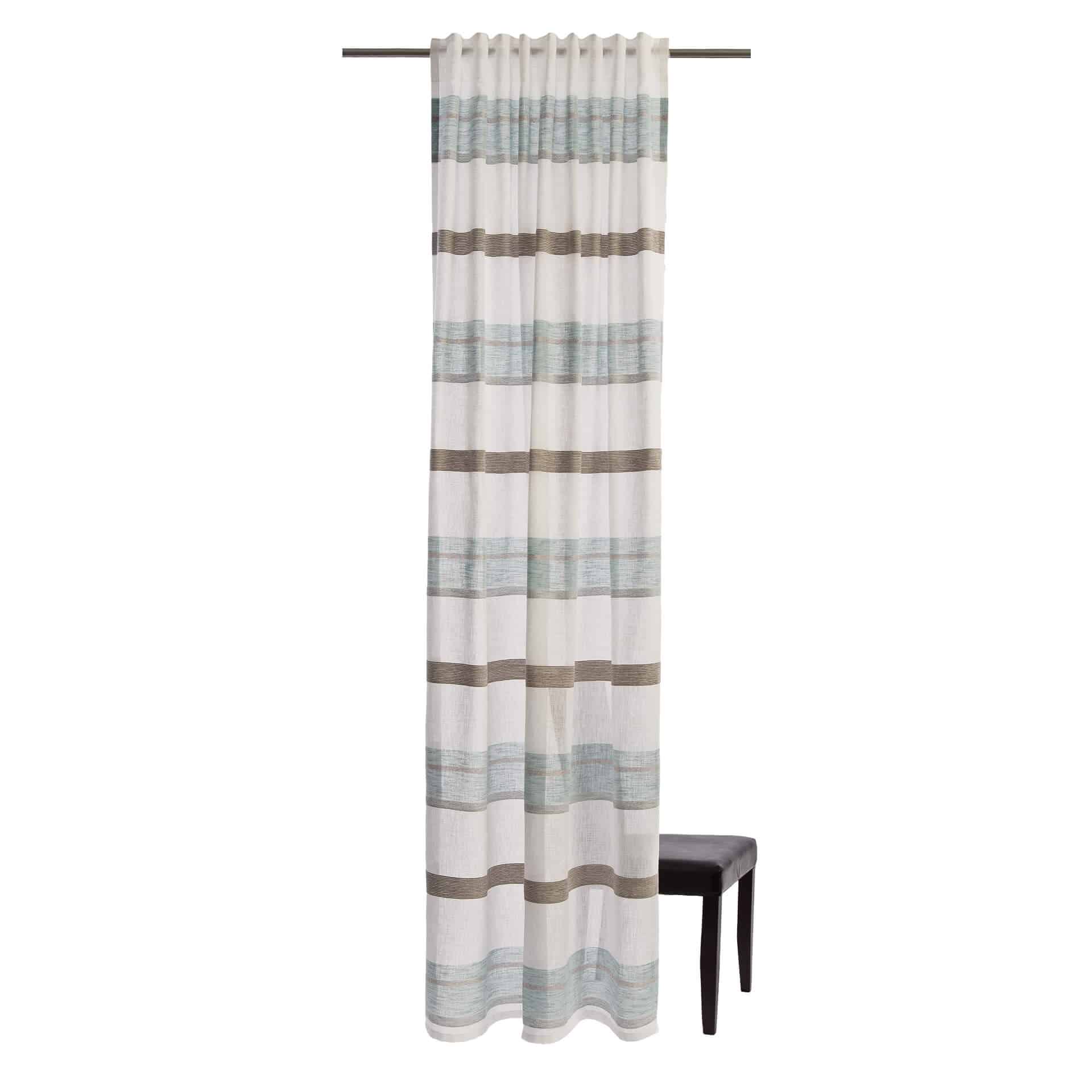 Homing Vorhang Lea mit verdeckter Schlaufe weiß, braun, blau -  2,45x1,40 m