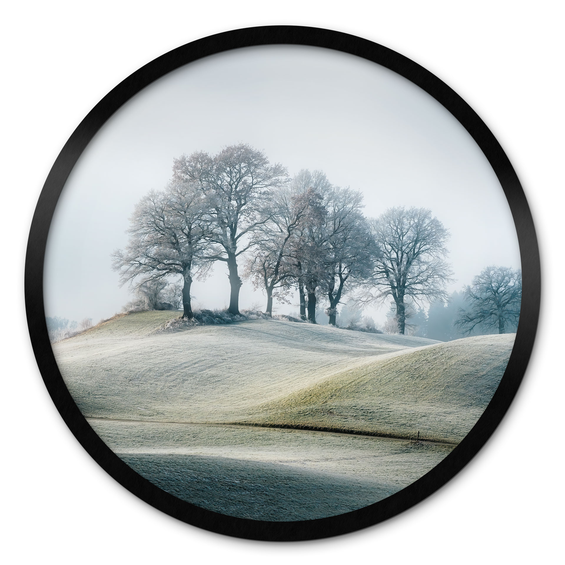 Poster Paysage de collines glaciales - Homme de fer - Rond