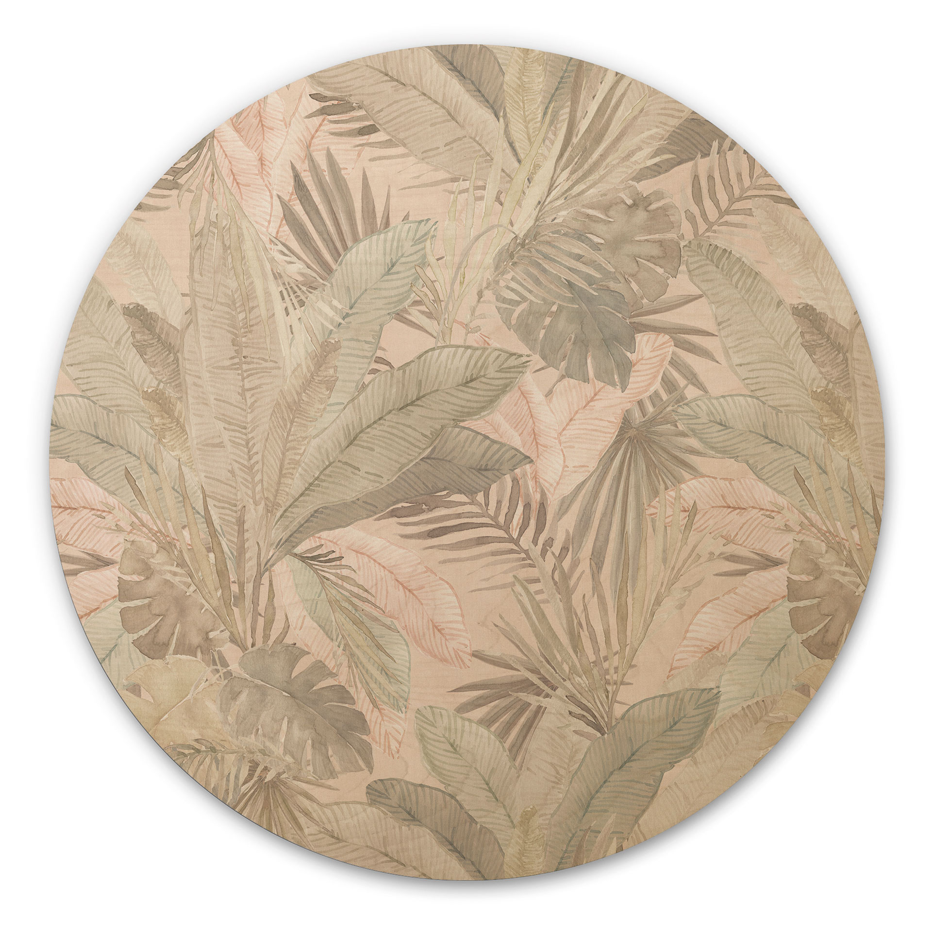 Obraz drewniany liście tropikalne w dżungli pastelowy - Bloomery Decor - Okrągły