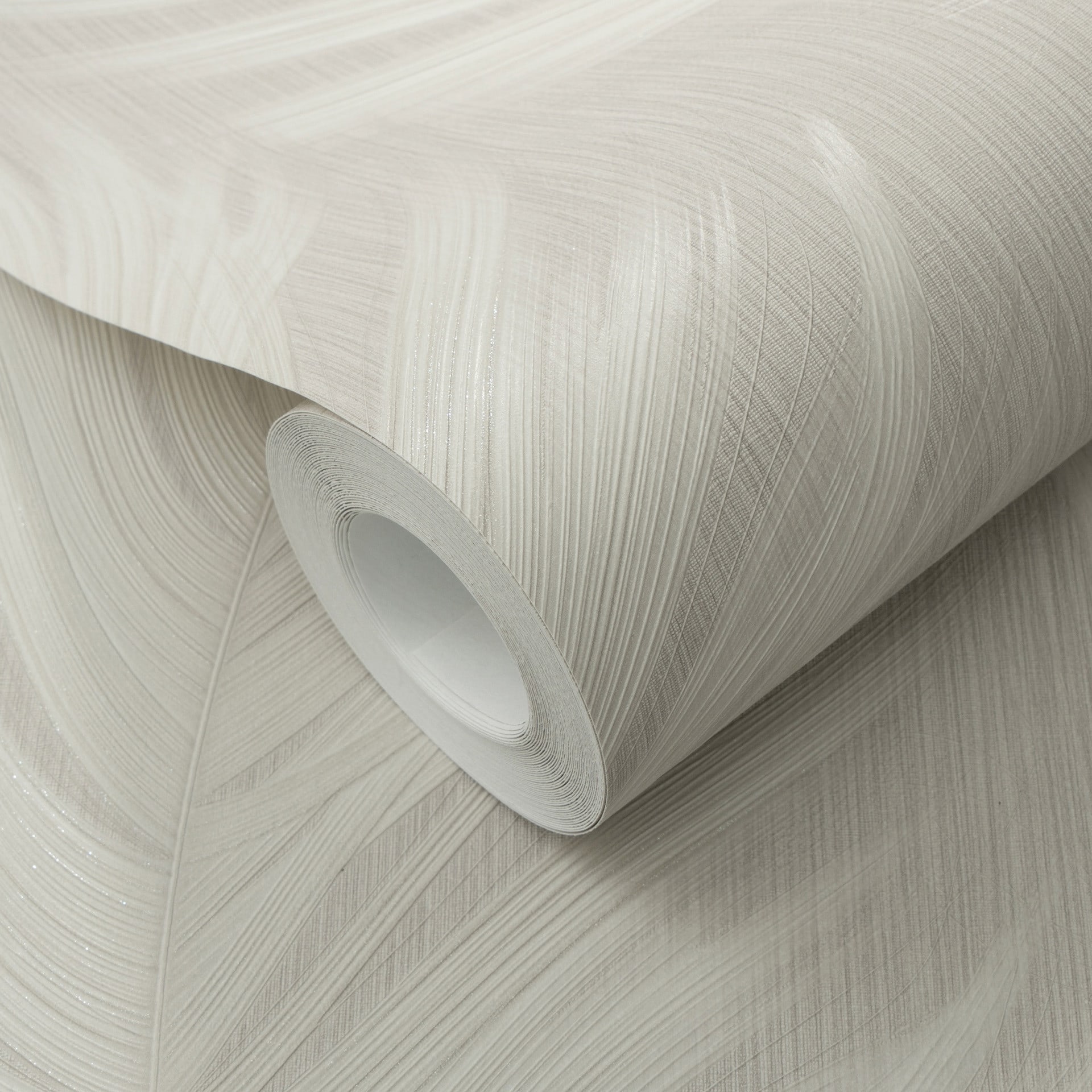Vliesbehang, bladmotief behang Aurora licht taupe