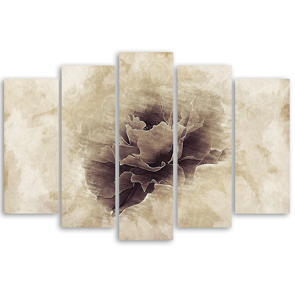 Lærred print 5 styk, Rose Flower Vintage Beige