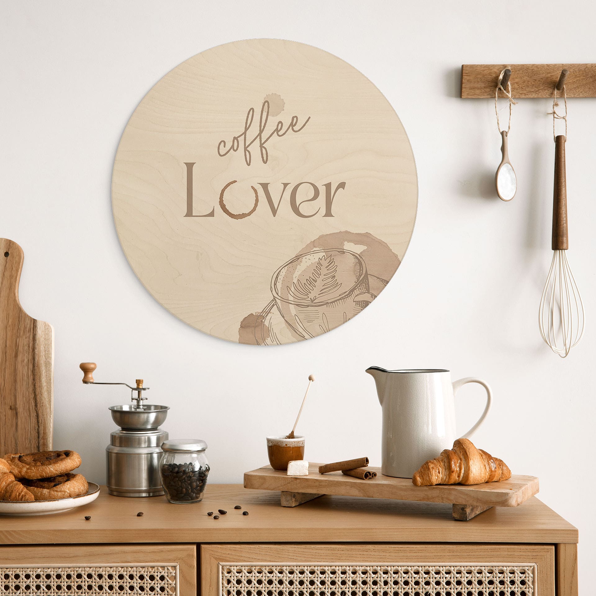 Obraz drewniany Coffee Lover - okrągły