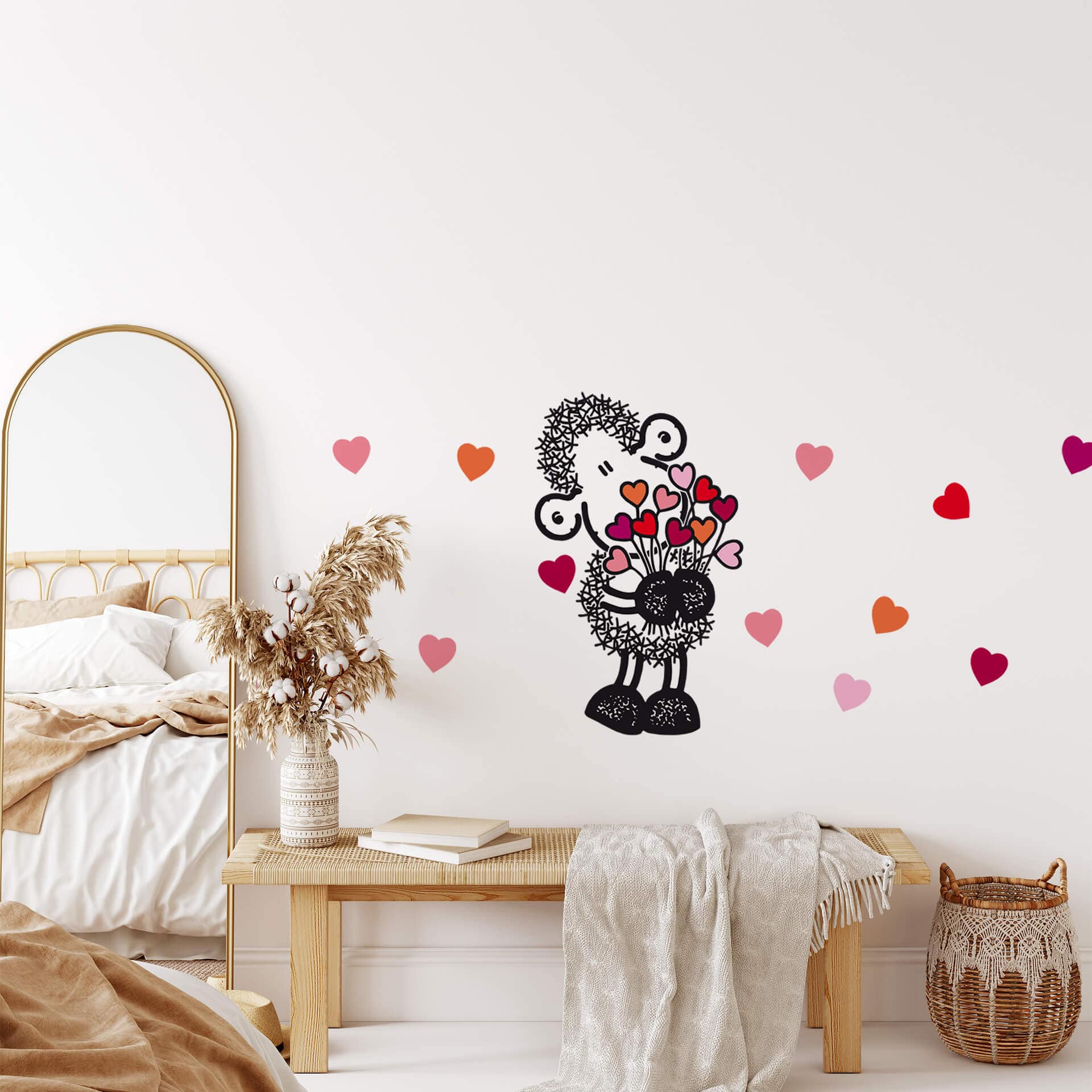 Muursticker Sheepworld Met Hartjes