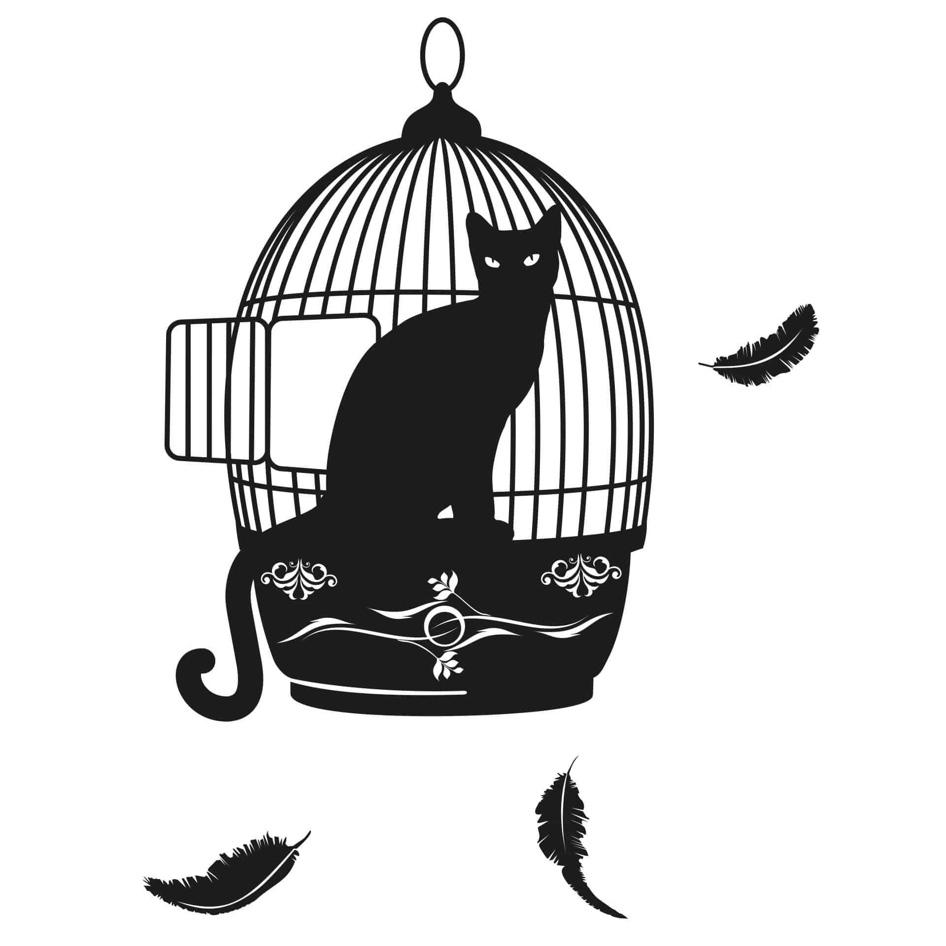 Wallsticker Fuglebur med en kat