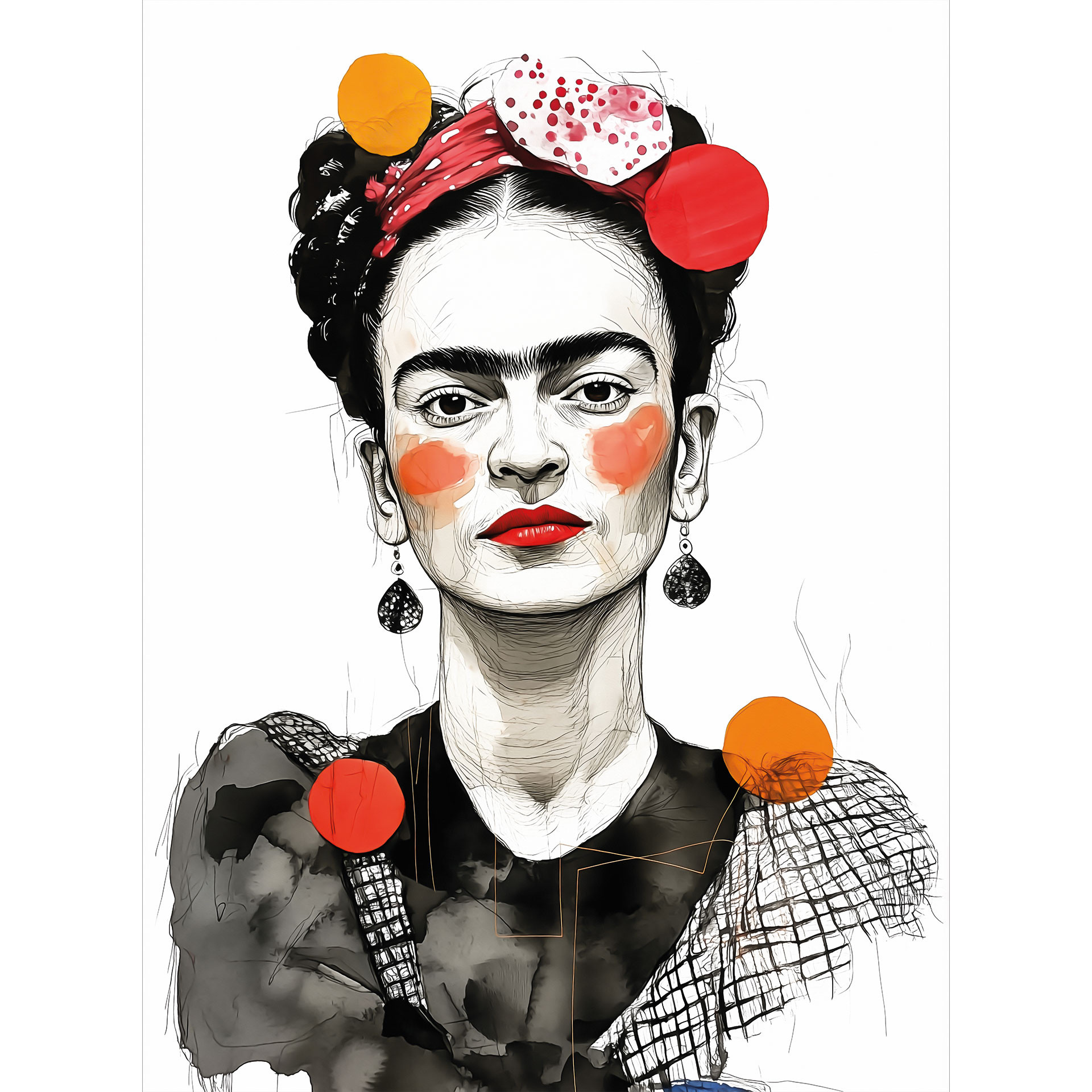 Frida Kahlo pop-art portret Fotobehang - Jaszke