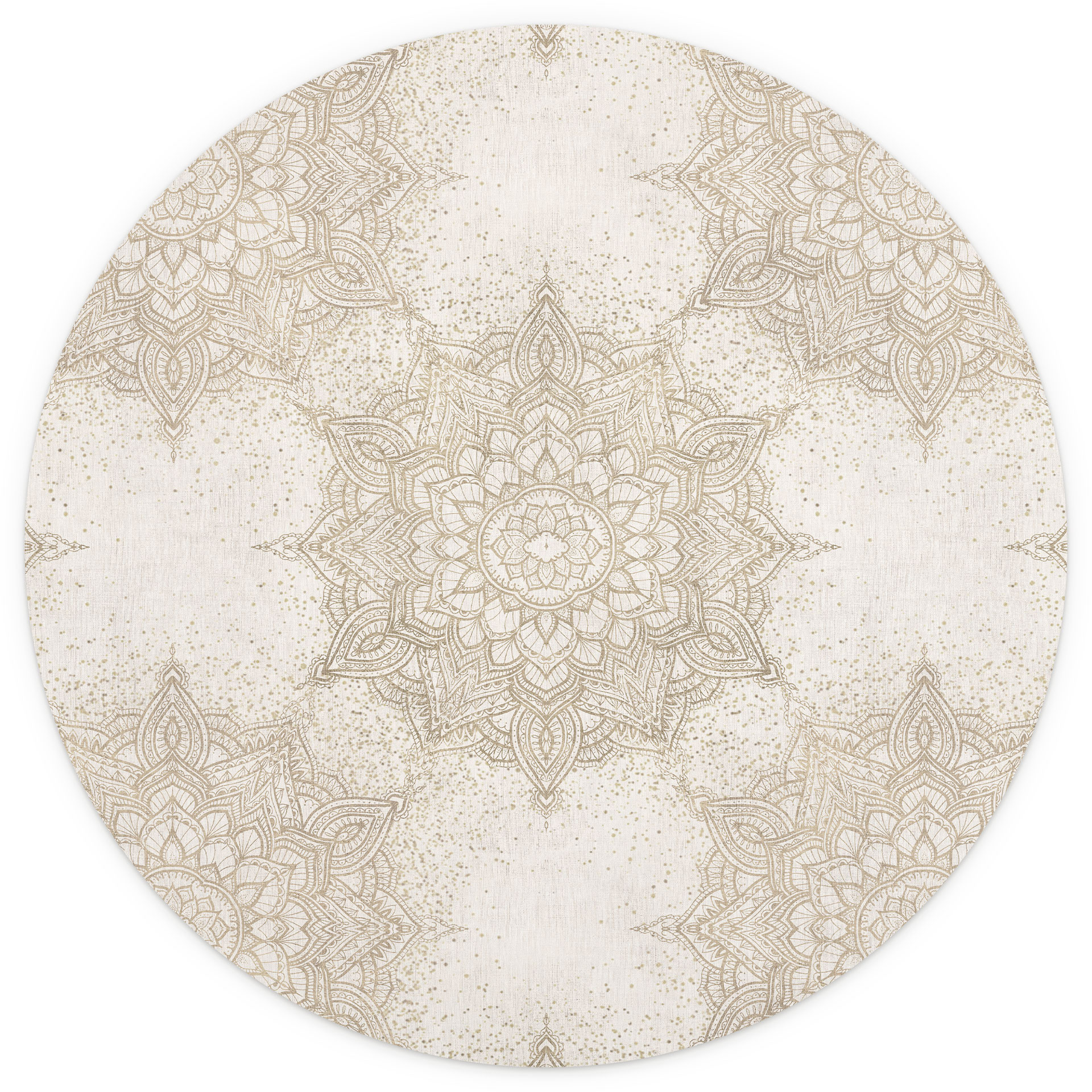 Elegant mandala behang in zandgoud - Bloomery Decor - Rond - zelfklevend/niet-geweven
