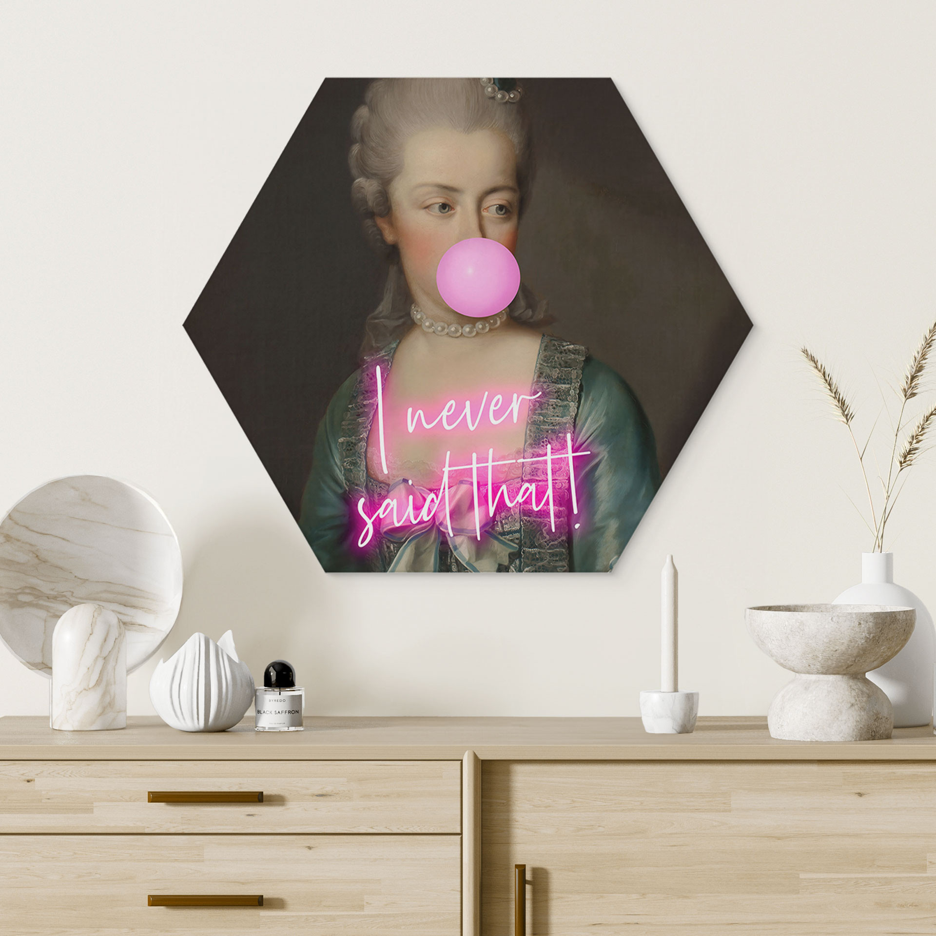 Hexagon Dibond Marie Antoinette: I never said that - Grace Digital Art