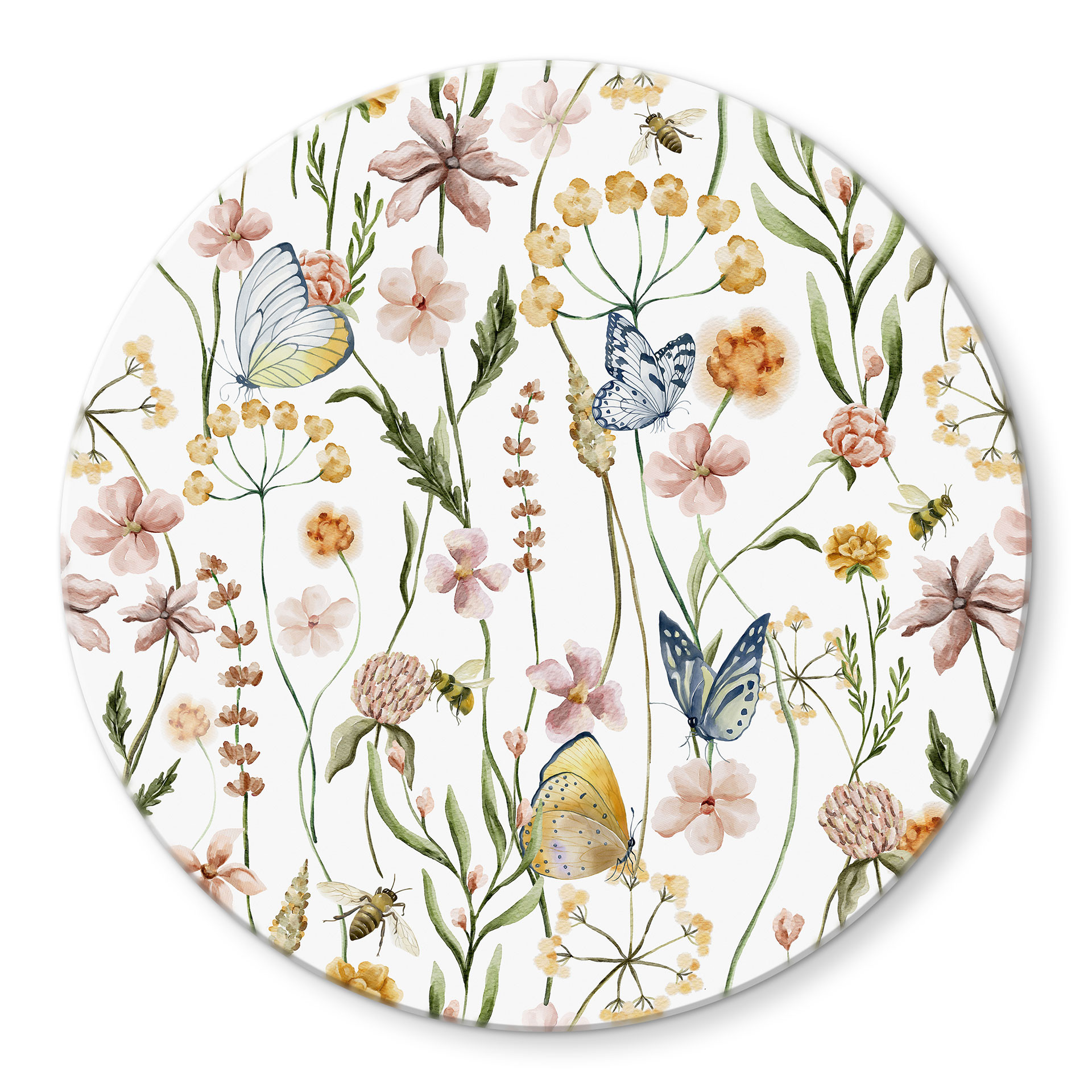 Glasbillede - Forårseng med sommerfugle - UN Designs