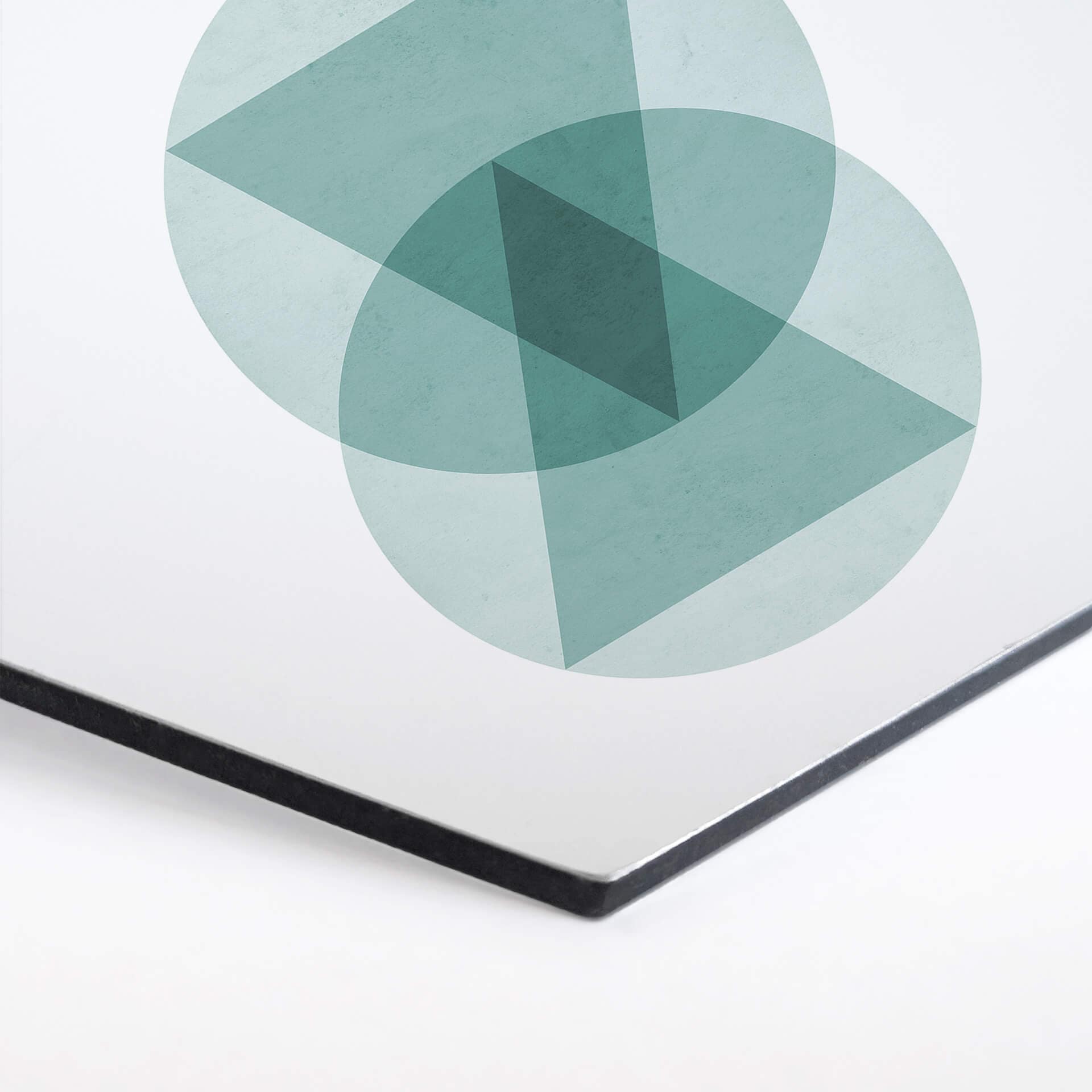 Hexagone - Alu-Dibond Nouveauprints - Cercles et triangles aqua