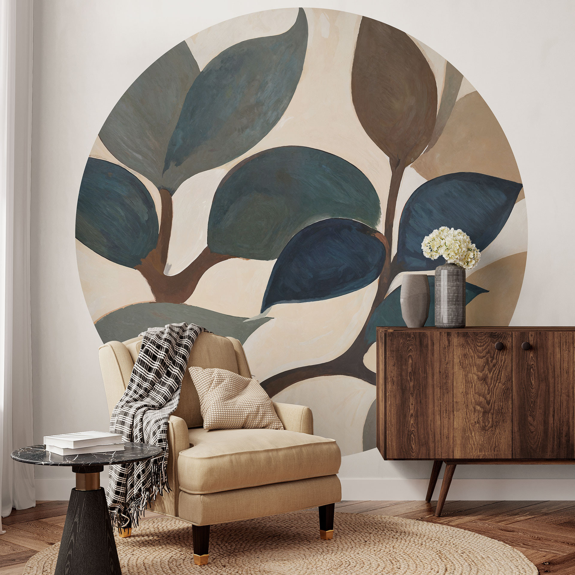 Fotobehang Emil's Garden - Botanische Bladeren - Sir Edward x Grigory Gladarev - Rond