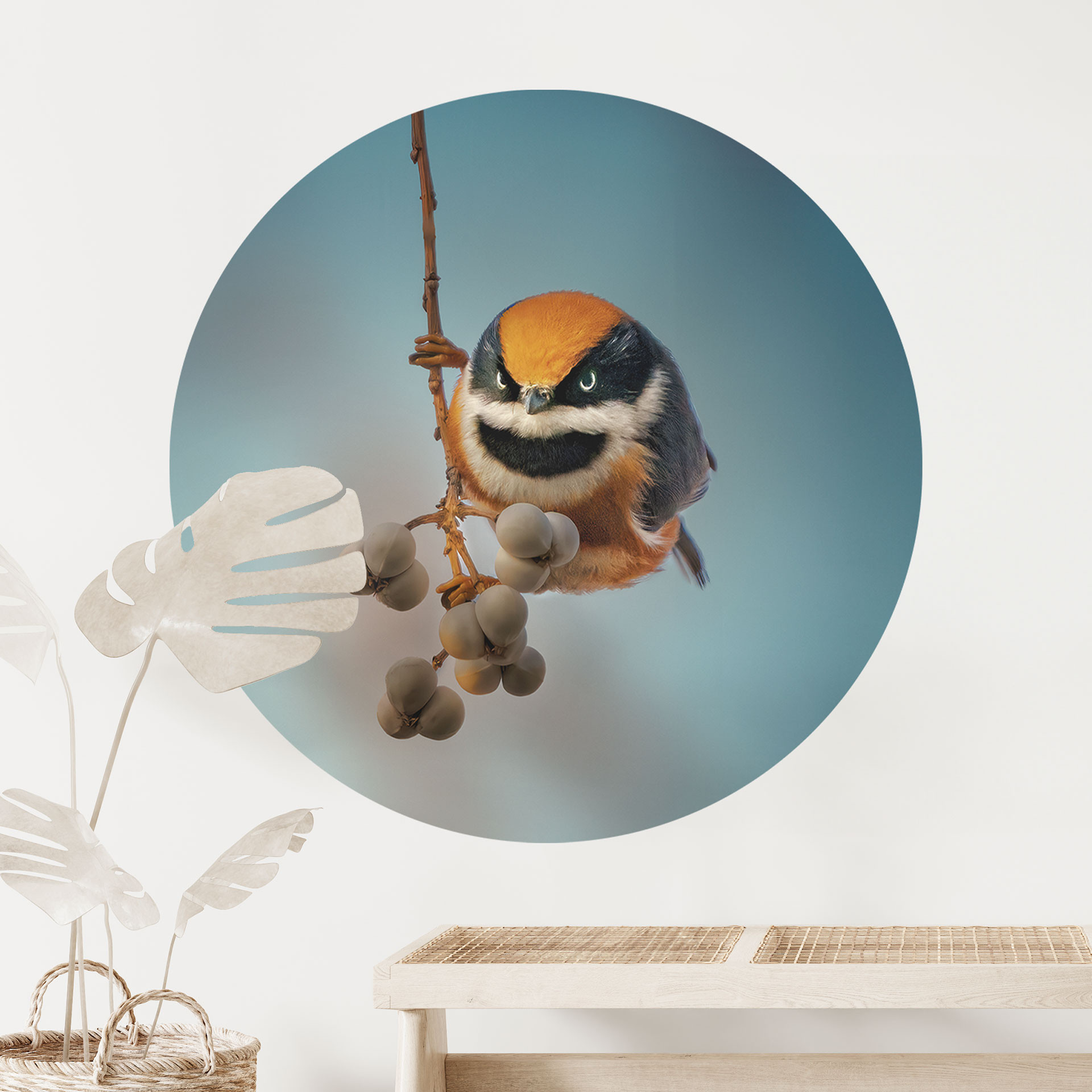 Wandtattoo Kleiner Vogel am Ast - Jacob Xu - Ø 30 cm