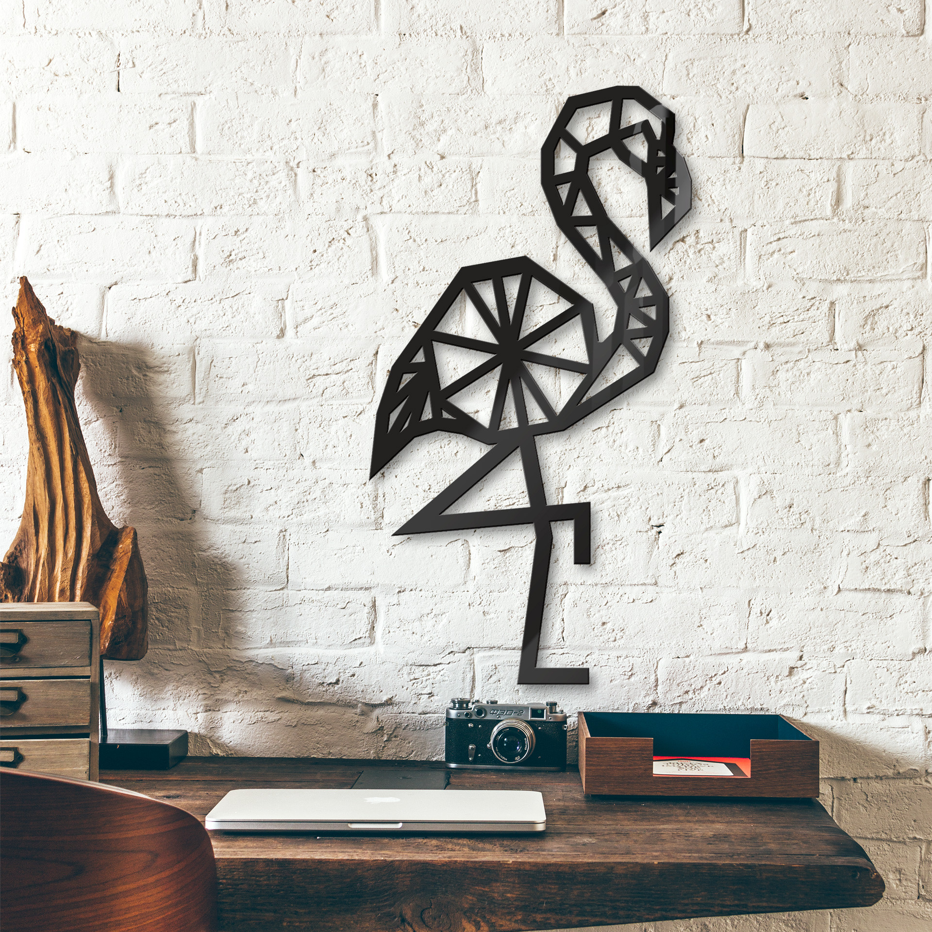 Akrylowa dekoracja origami flamingo