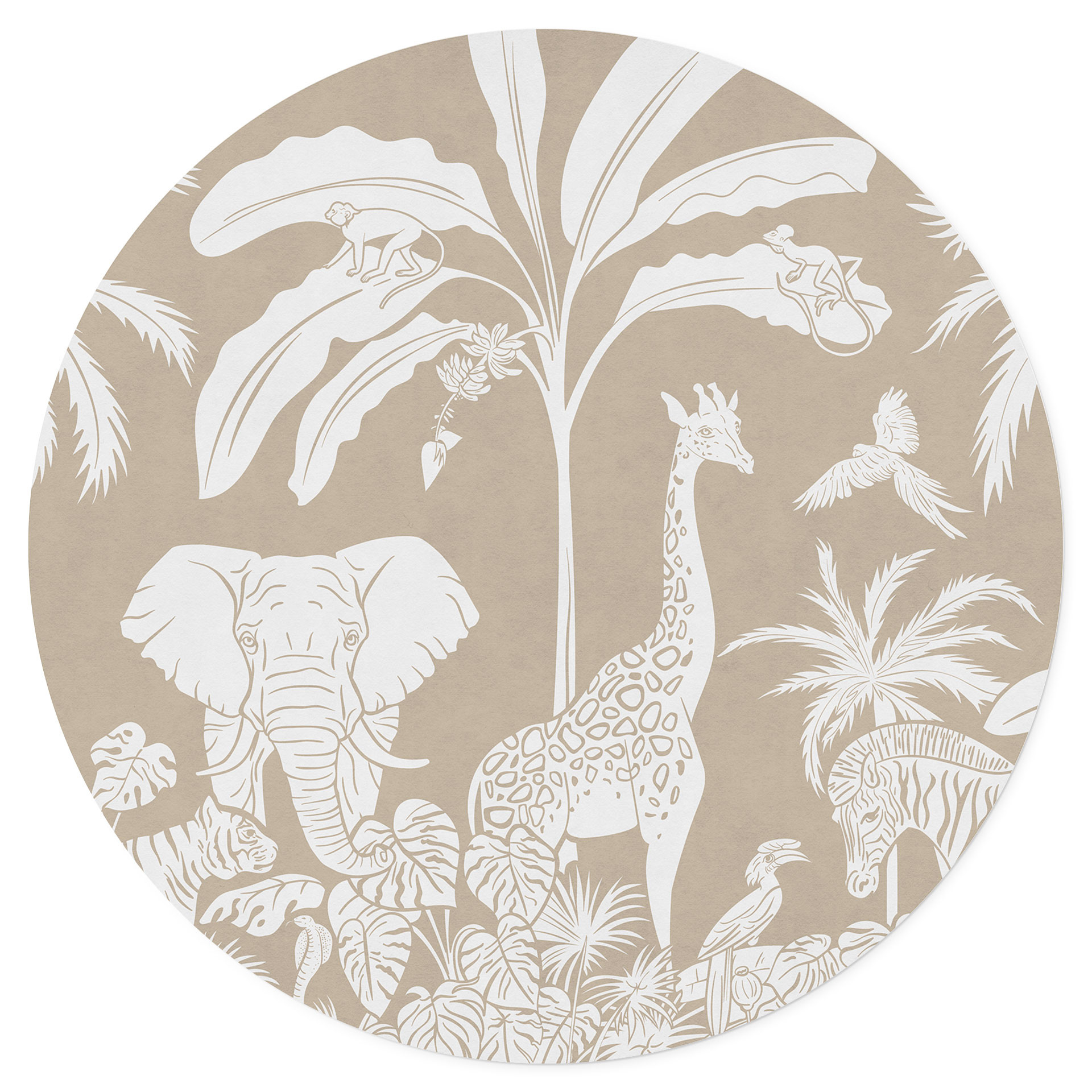 Wandtattoo Dschungelträume - Afrikas Tierwelt in Braun - Kikki Belle - Rund
