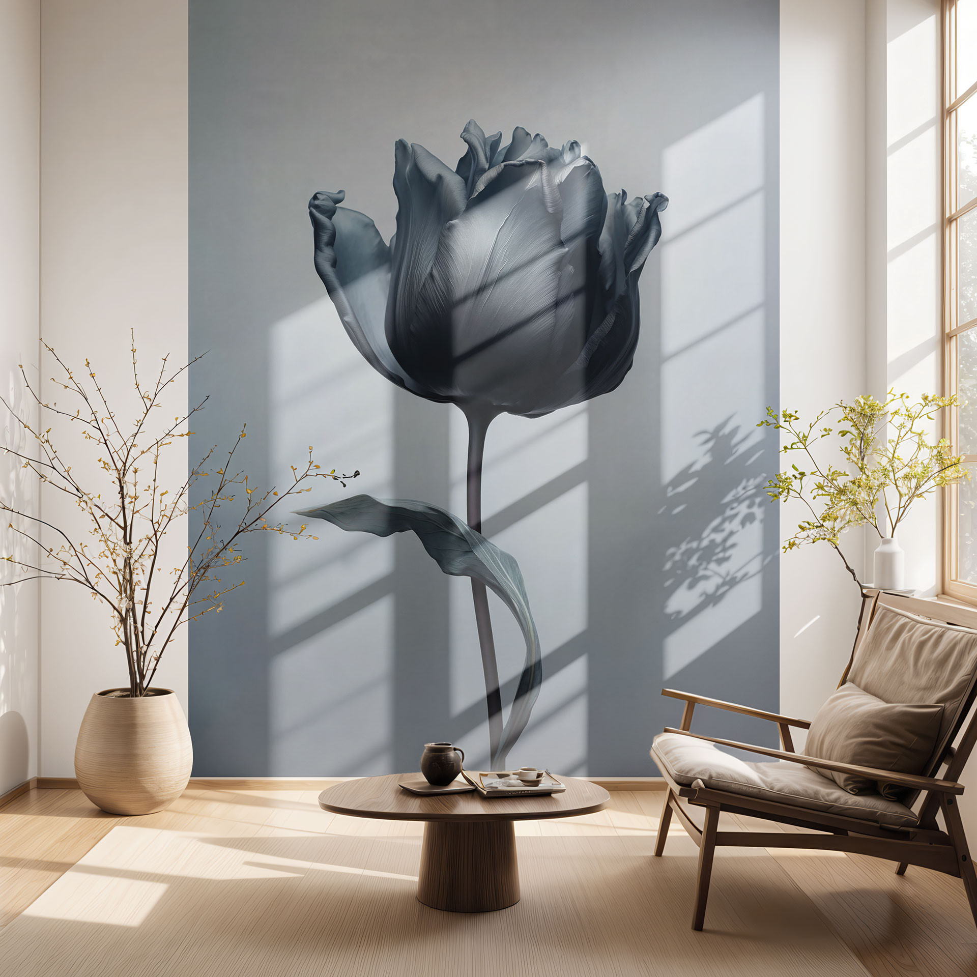 Fotobehang Fluweelzachte tulp in zwart - Paksoylu
