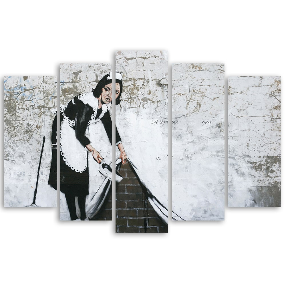 Lærredstryk 5 stykker, Banksy Maid Street Art