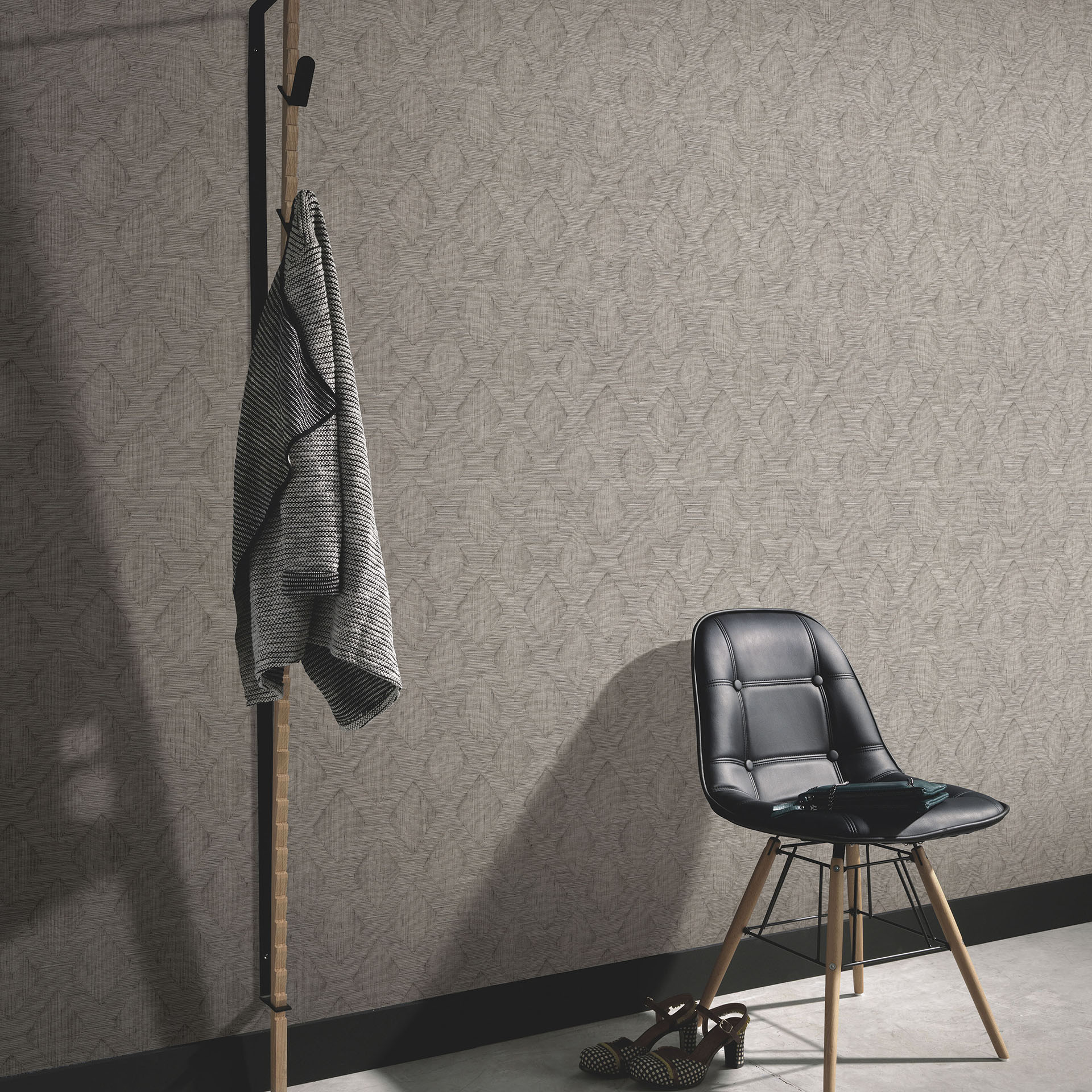 Vliesbehang, grafisch behang Secret Garden taupe