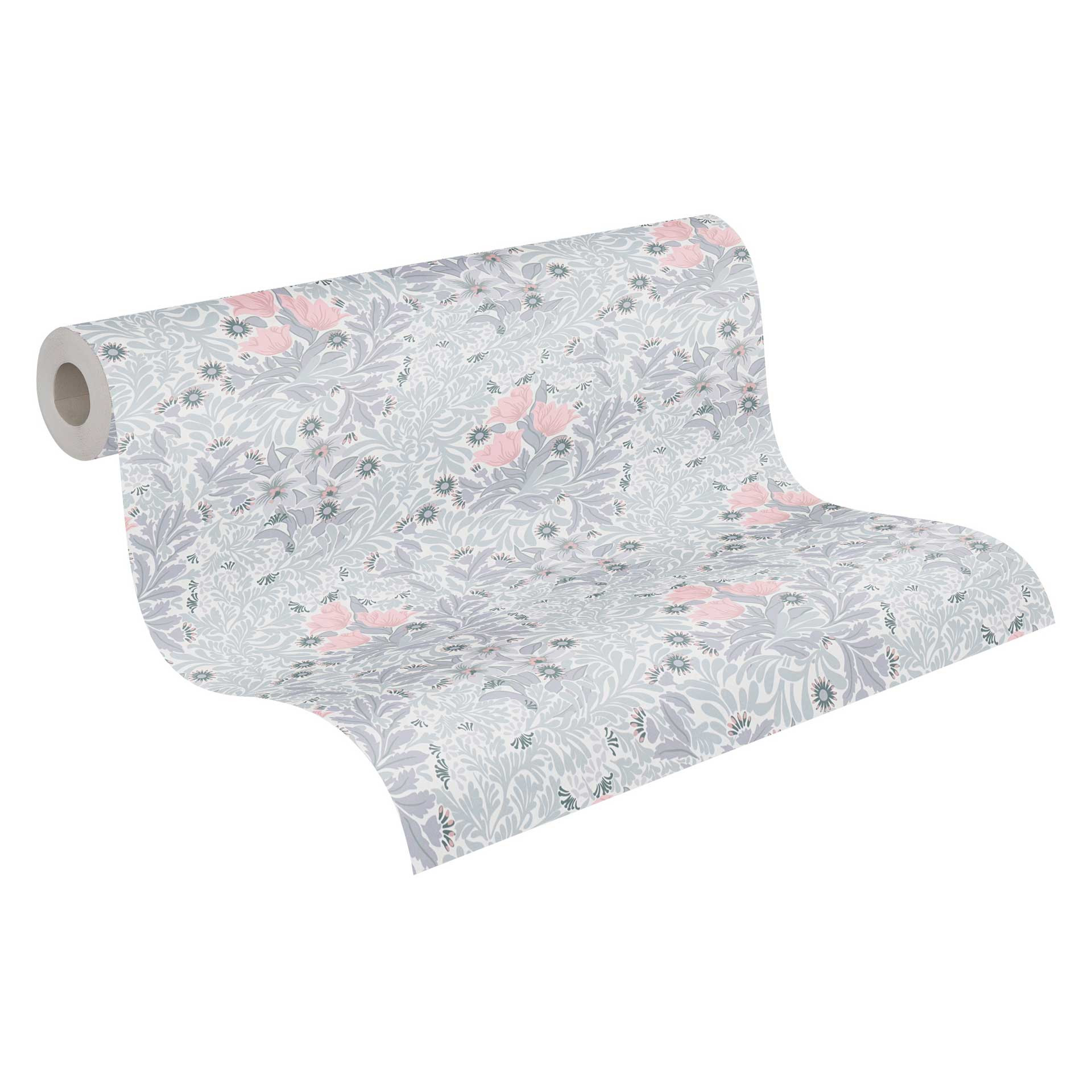 bloemen patroon behang wit roze - behang met bloemen en bladeren