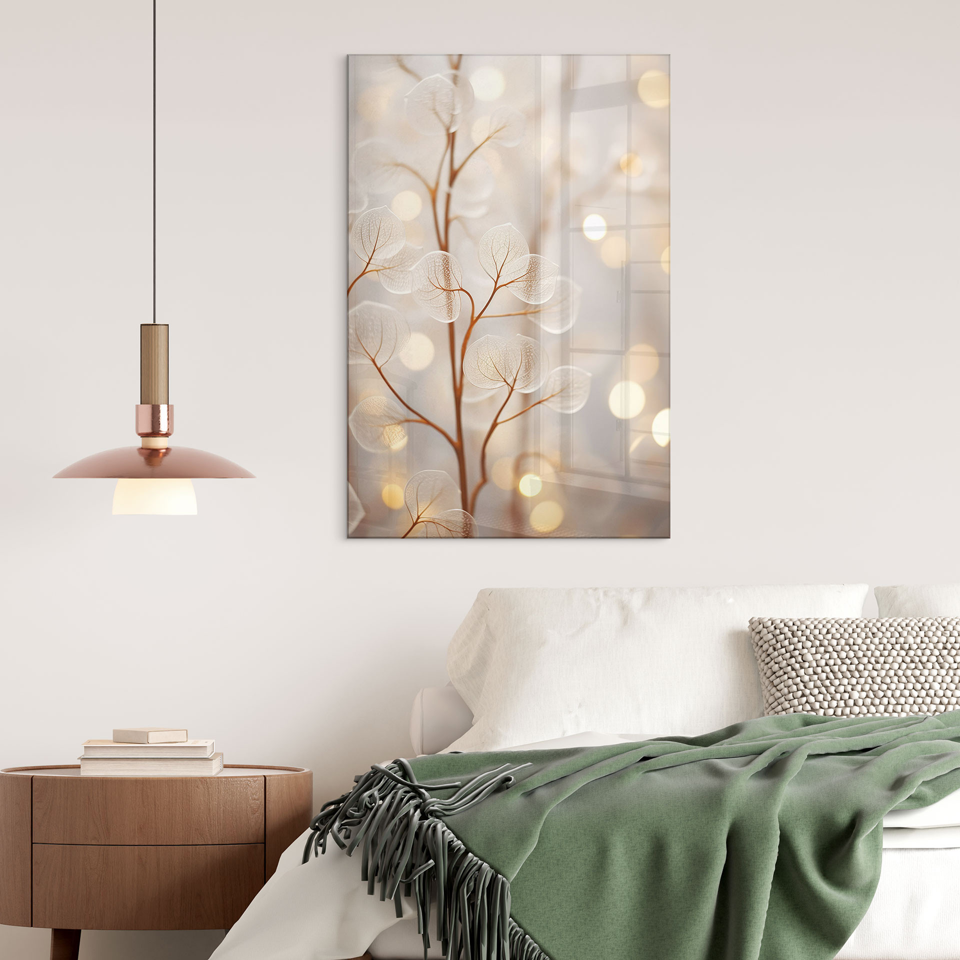 Akrylbillede Filigran blade beige - Treechild