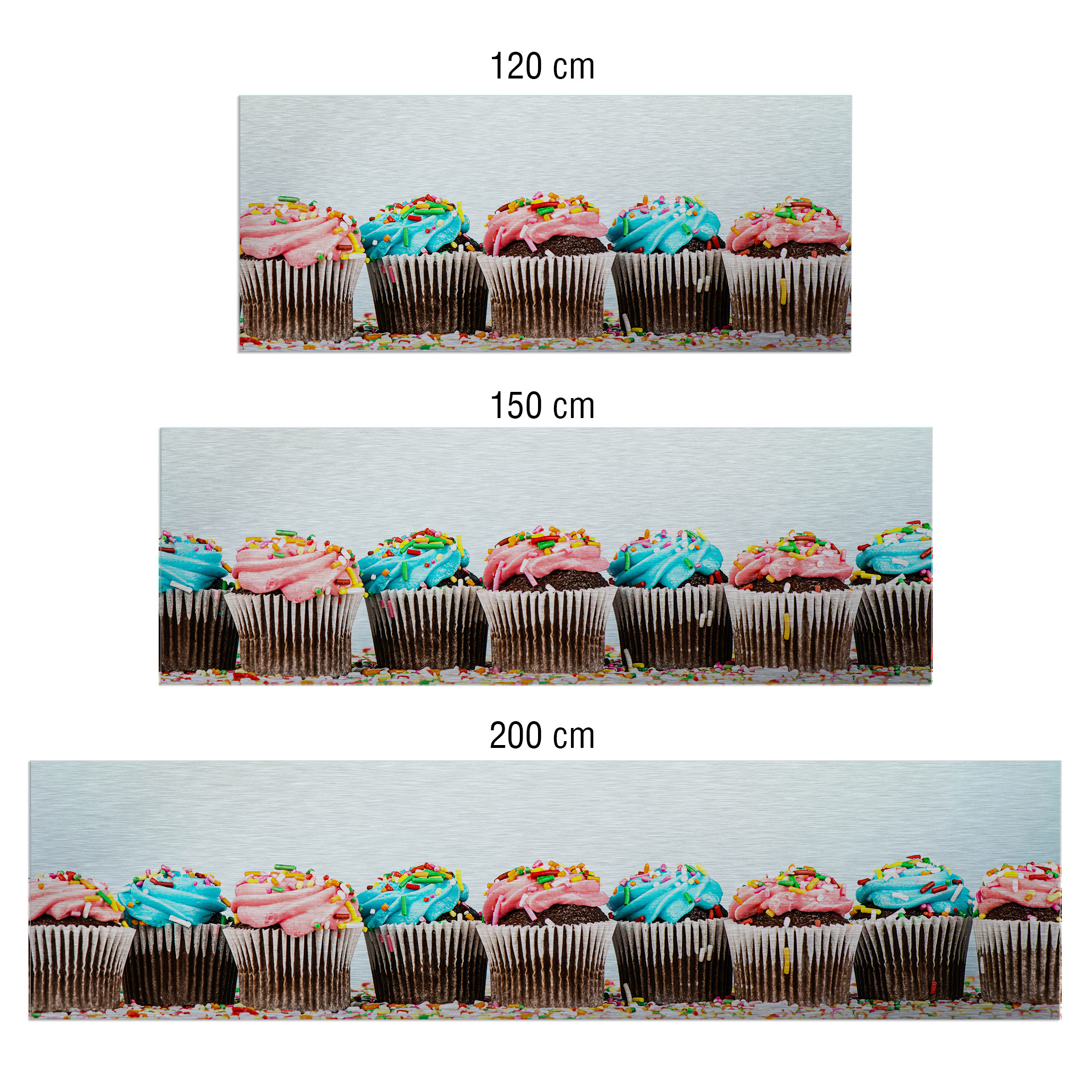 Küchenrückwand - Alu-Dibond-Silber - Party Cupcakes