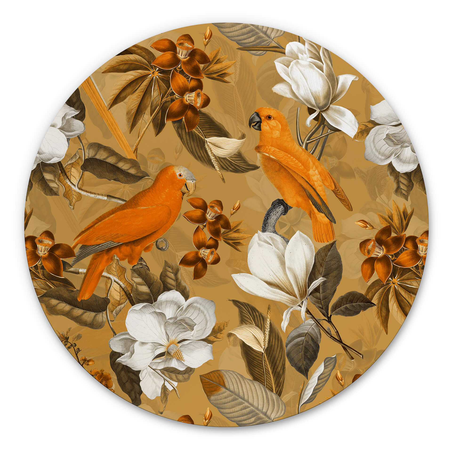 Alu-Dibond UN Designs - Tropical Ocher - Rund – print på aluminium (Alu-Dibond)
