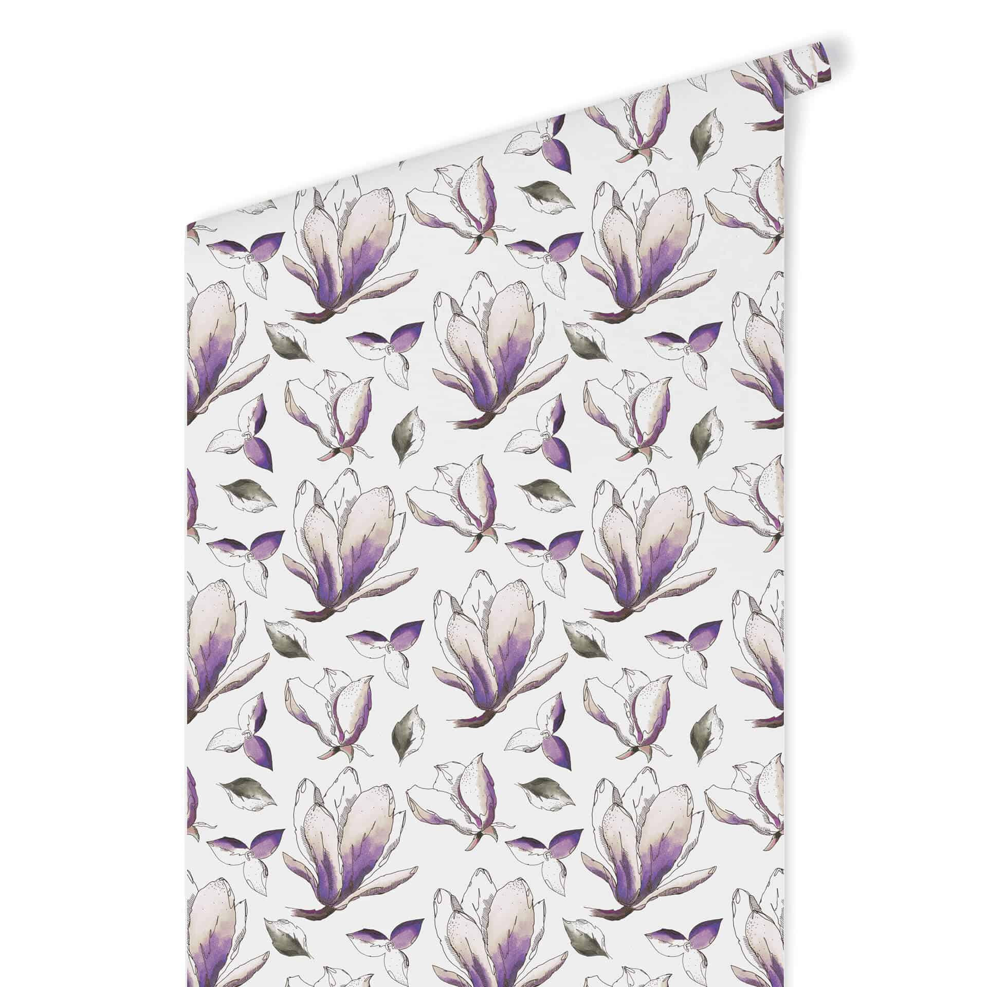 Patroonbehang – Illustrated Flowers – paars
