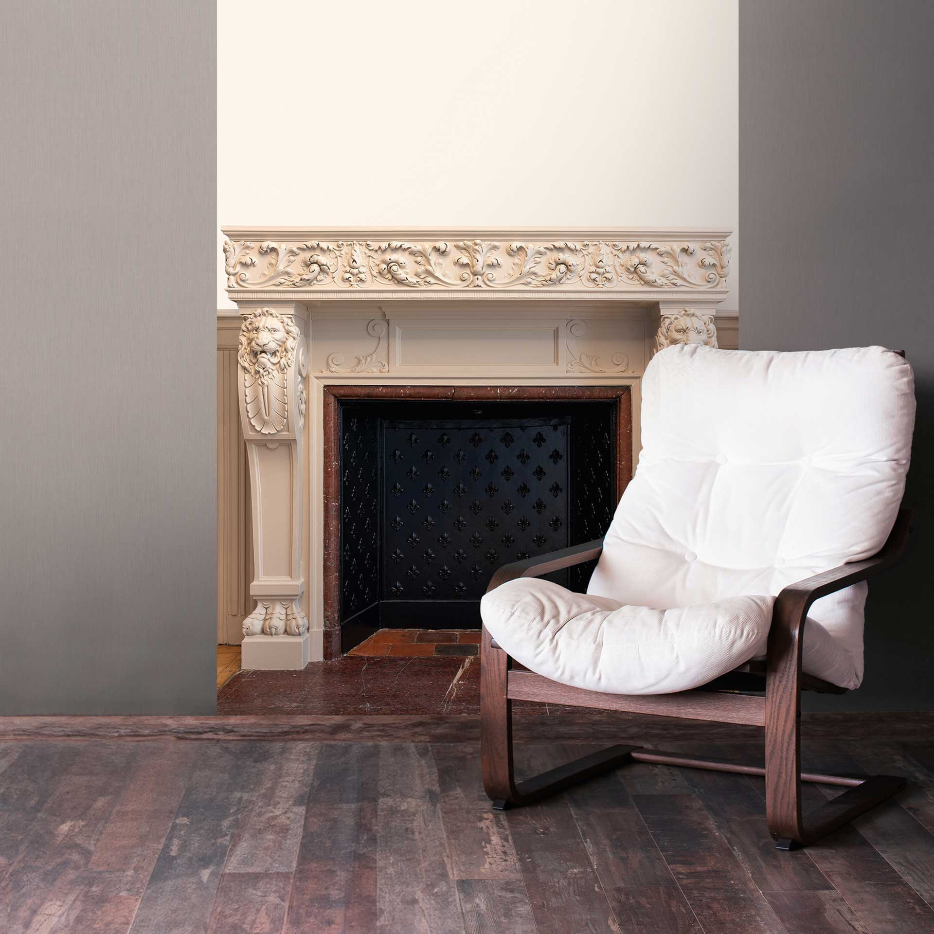 Fotobehang open haard antiek beige - behang met 3D look - Vliesbehang realistisch