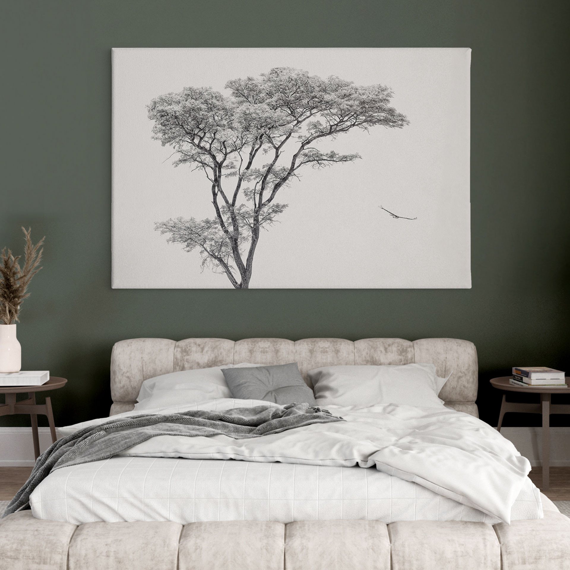 Leinwandbild Minimalistischer Baum in ruhiger Landschaft - Flour