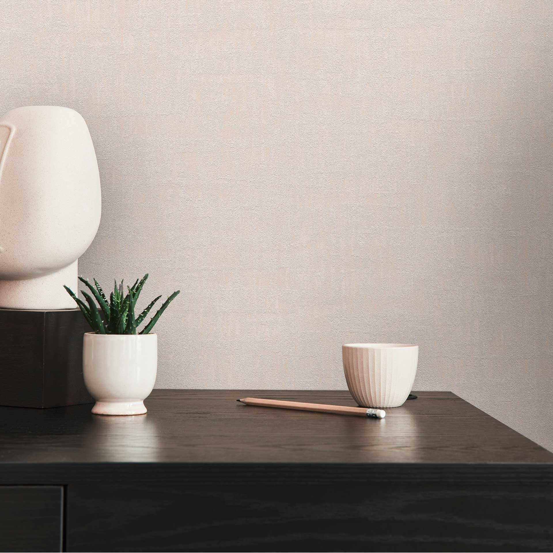effen behang met gipslook crème beige - effen kleur behang met textuur - behang met structuur voor p