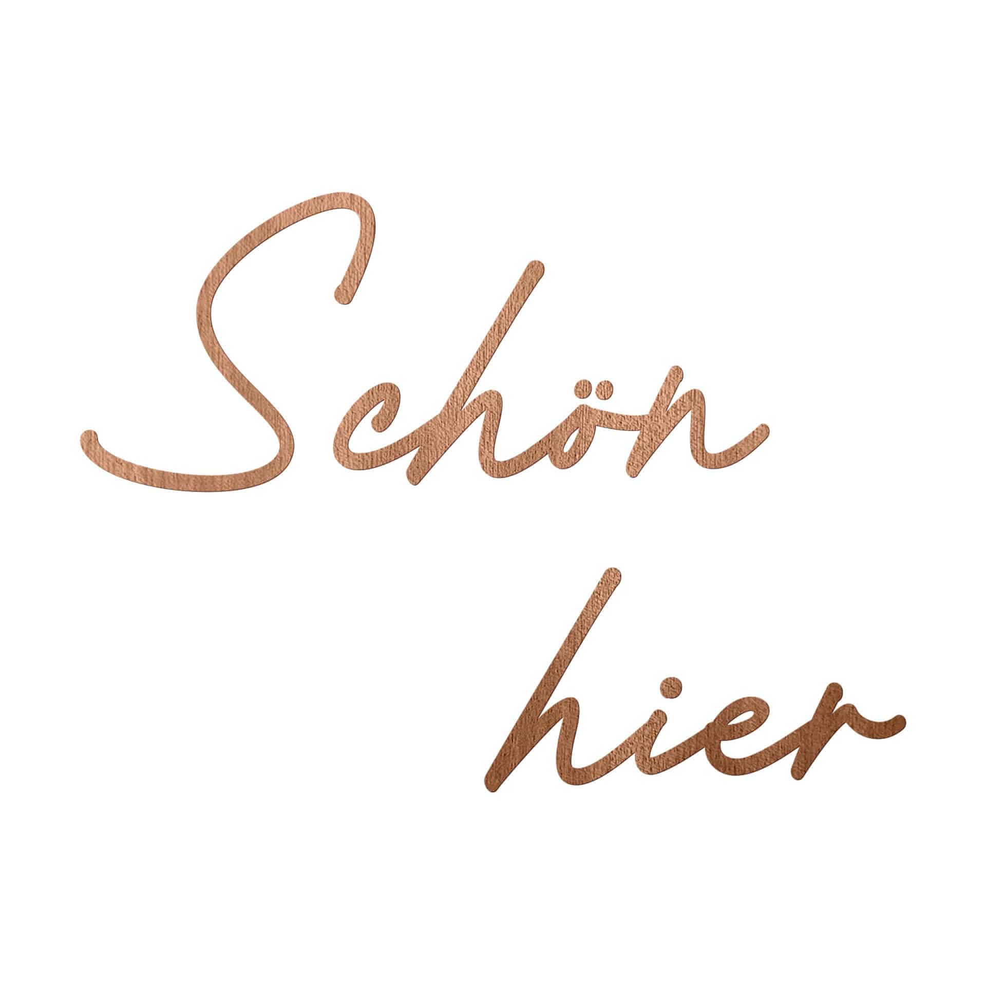 3D Holz Schriftzug Schön hier - Mahagoni
