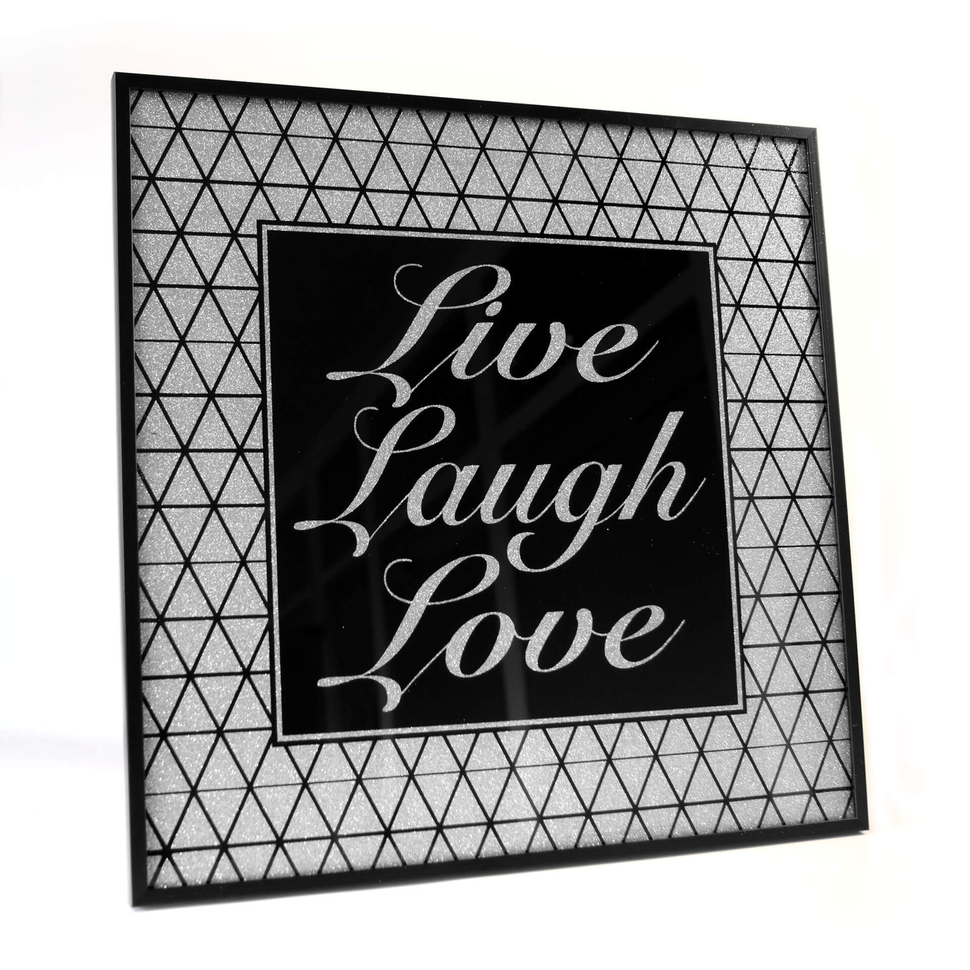Wanddecoratie Live - Laugh - Love zilver glitter