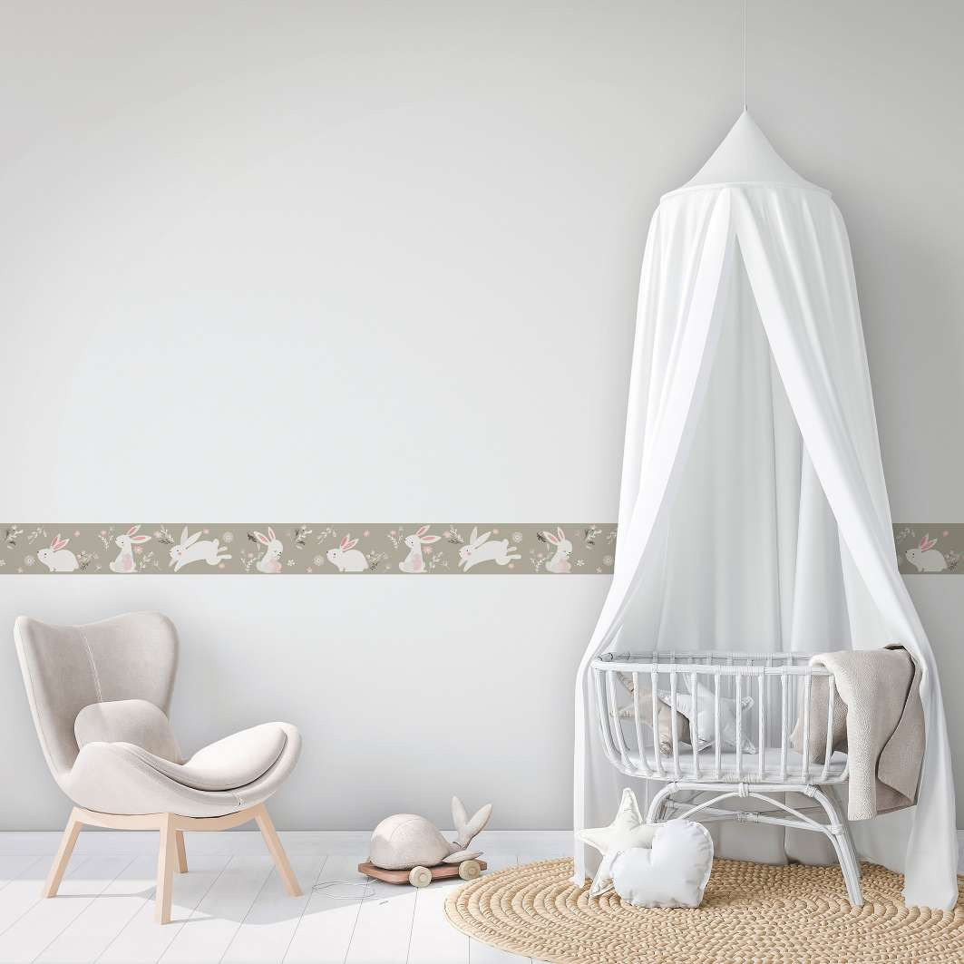 Carta da parati per bambini, carta da parati in tessuto non tessuto Pareti per bambini grigio, rosa
