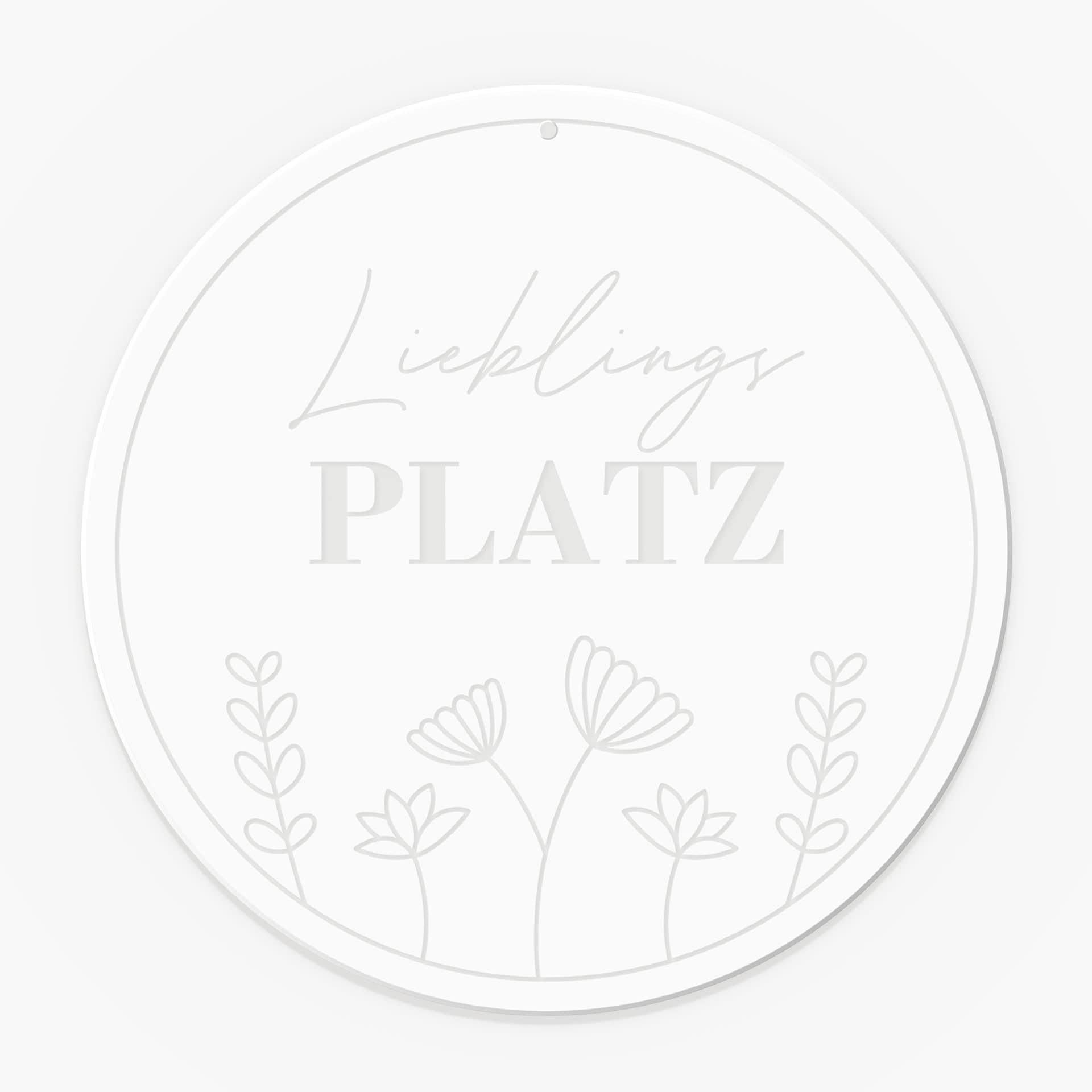 Acrylglasbild, Fensterbild zum Aufhängen Lieblingsplatz - Rund