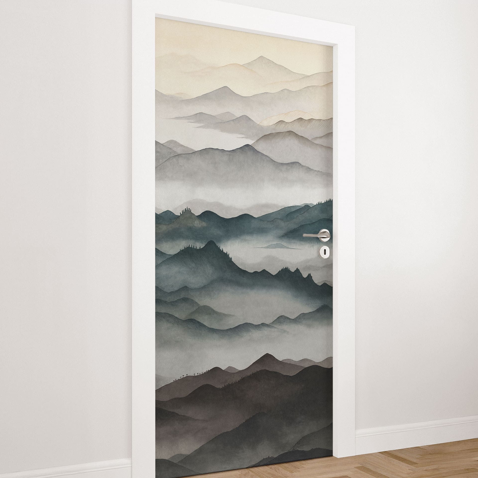Film pour Porte Roerich Light - Paysage Montagneux Brumeux - Sir Edward x Grigory Gladarev