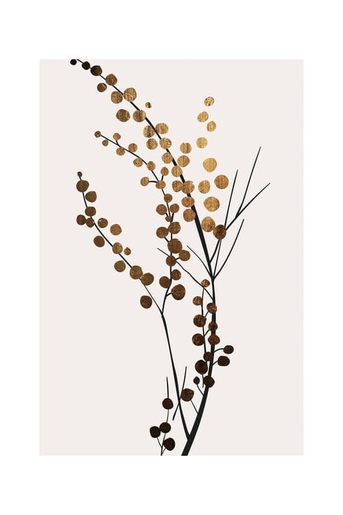 Kunstplakat Kubistika - Gylden gren, plakat (40 x 60 cm)