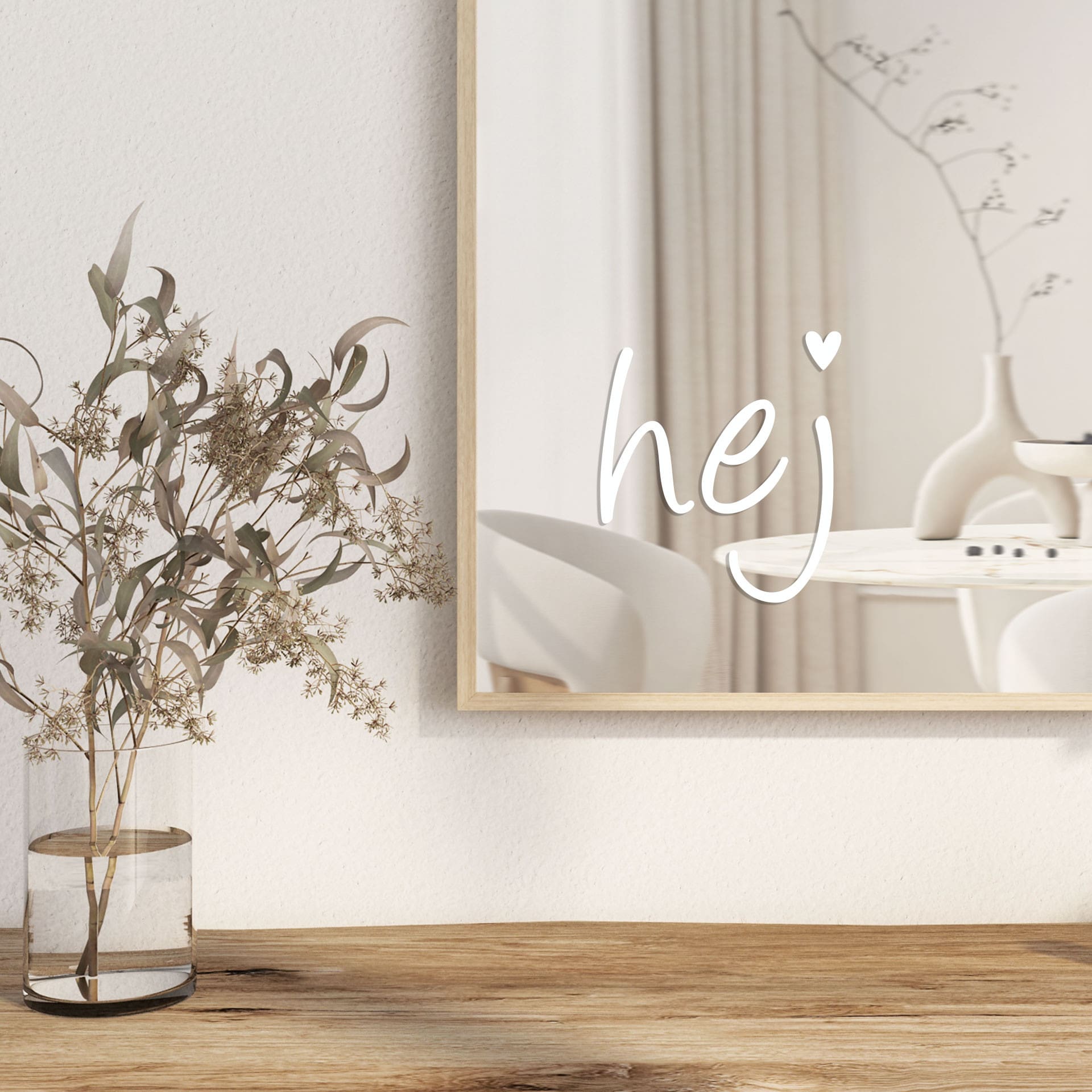 Wallsticker Spejlklistermærke Hej med hjerte
