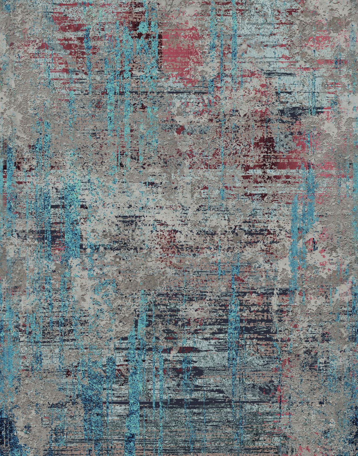 Papier peint photo Aspect abstrait du béton gris avec bleu et rouge rouille usé 2,7 x 2,12 m