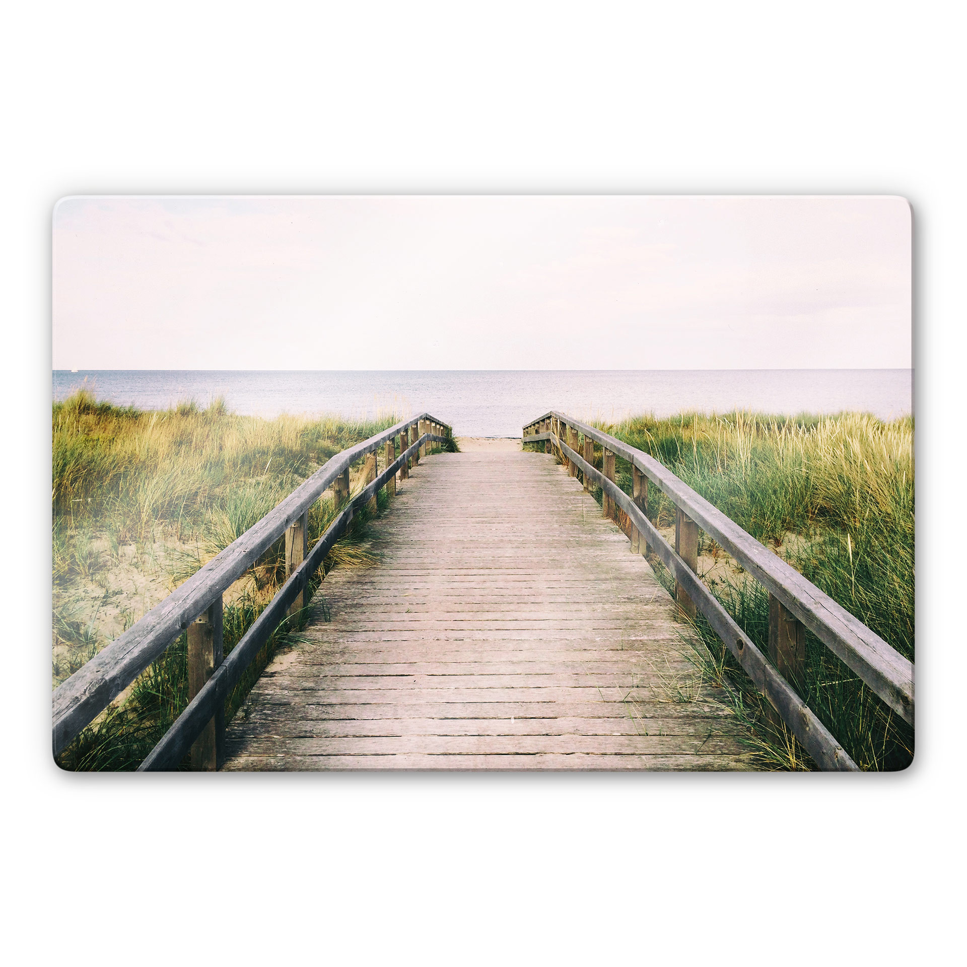 Glasschilderij Naar het Strand