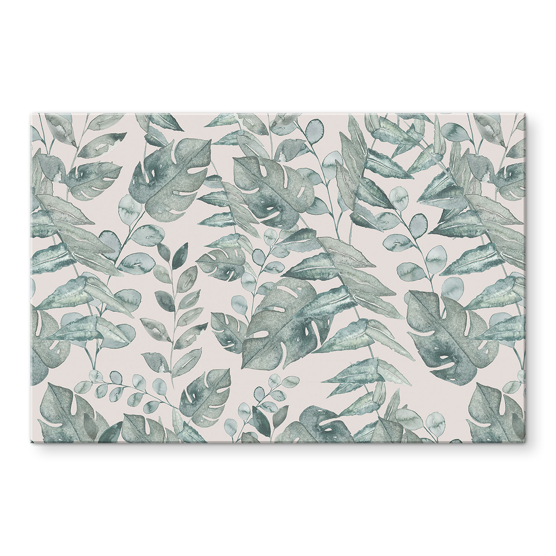 Panel szklany do kuchni Liście dżungli w akwareli Kremowy - Bloomery Decor