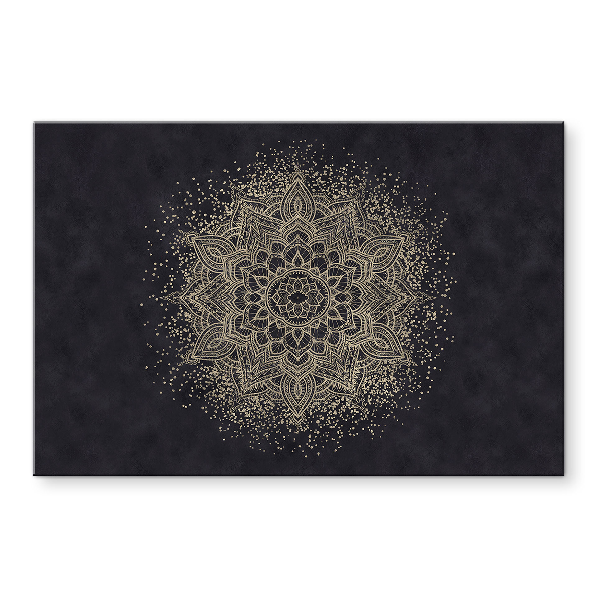 Panel szklany do kuchni Elegancka mandala w czerni i złocie - Bloomery Decor